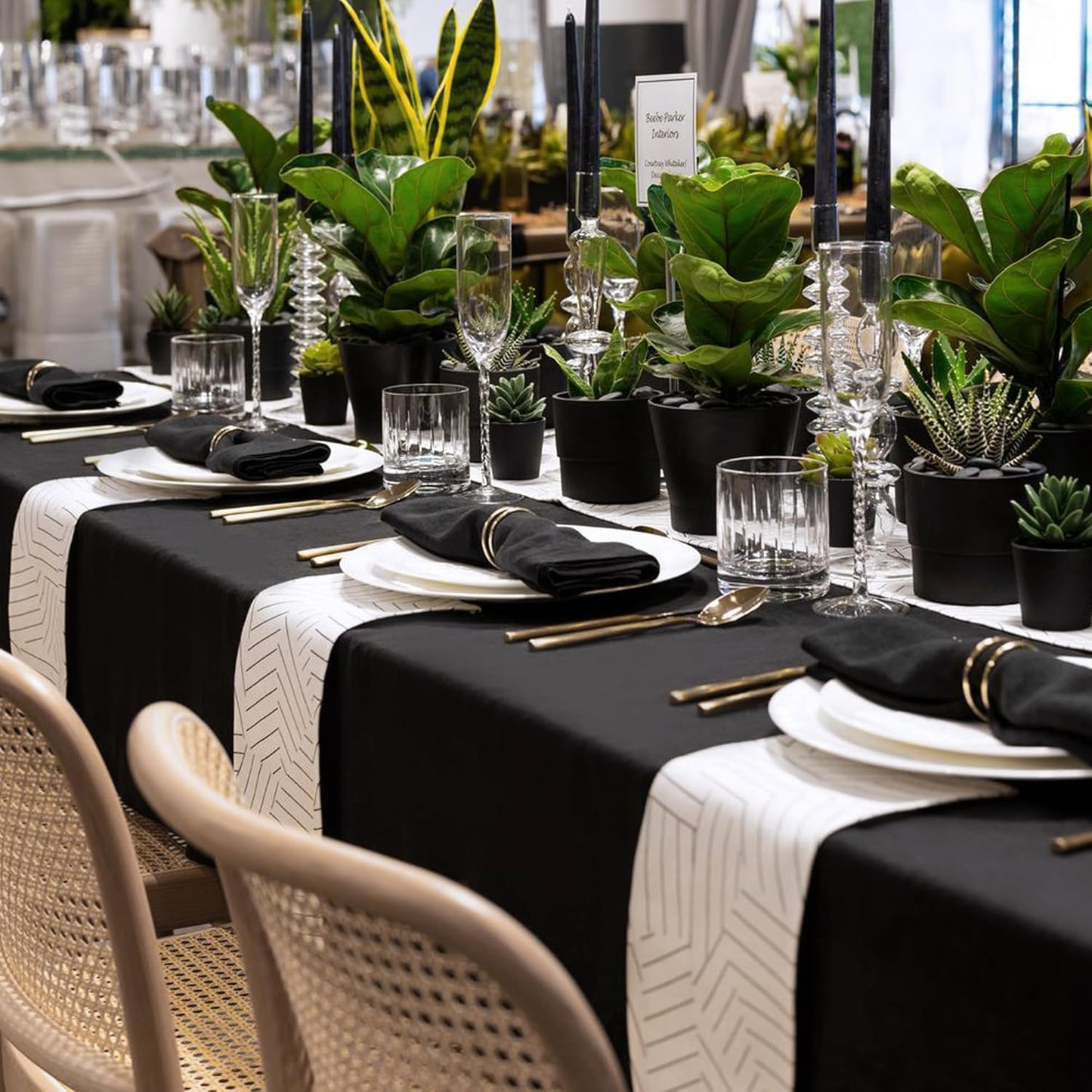 sancua 6 Pack Black Tablecloth 90 x 132 Inch - Rectangle Table Cloth for 6 Feet Tables Stain and Wrinkle Resistant Washable Polyester Table Cover for Dining Wedding Banquet Party Buffet Restaurant