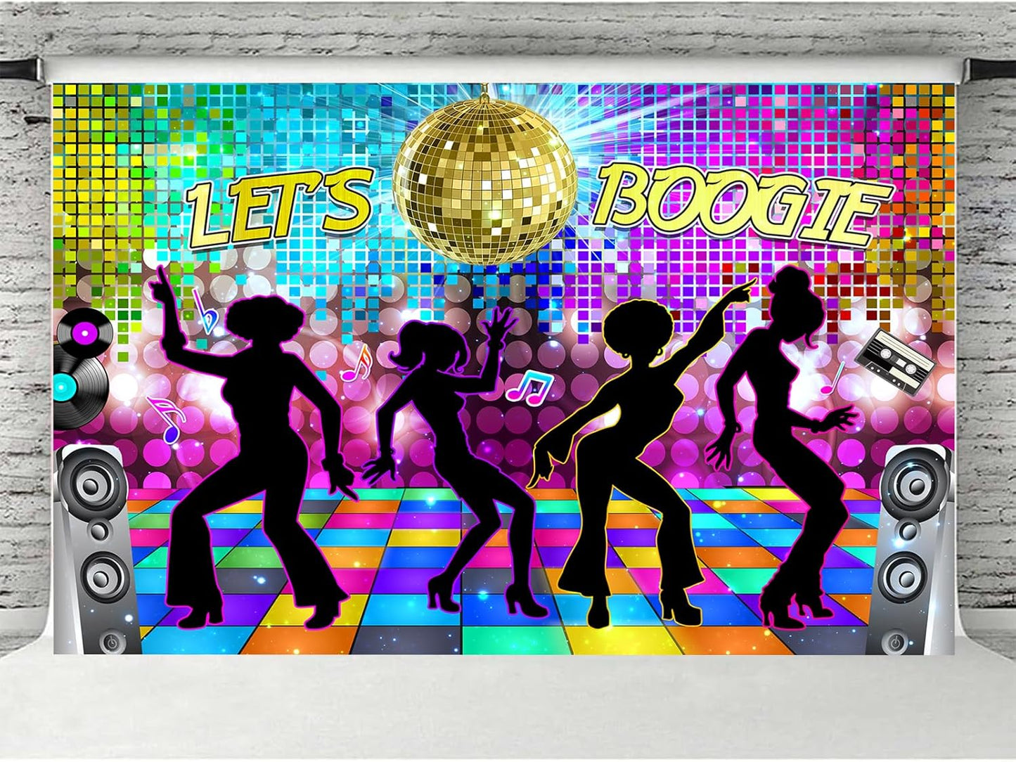 Disco Backdrop 7X5ft Retro Glow Party 70s 80s 90s Theme Stage Dance Background Disco Party Decoration Disco Ball Banner Dance Backdrop for Birthday Party Prom Portrait Photo Props Polyester, Multi