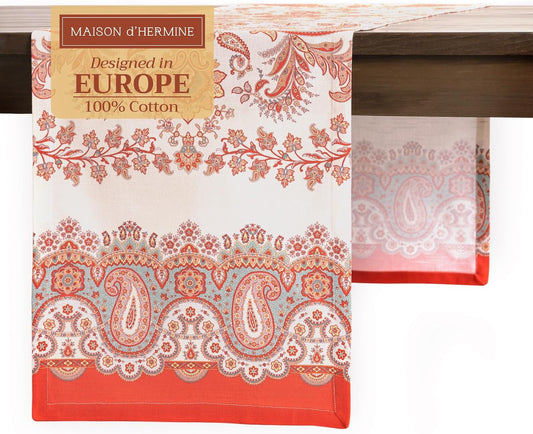 Maison d' Hermine Table Runner 100% Cotton Single Layer Table Runners 108 inches Long for Thanksgiving Christmas Decorations Home Kitchen Dining Party Wedding (Cachemire, 14.5" x 108")
