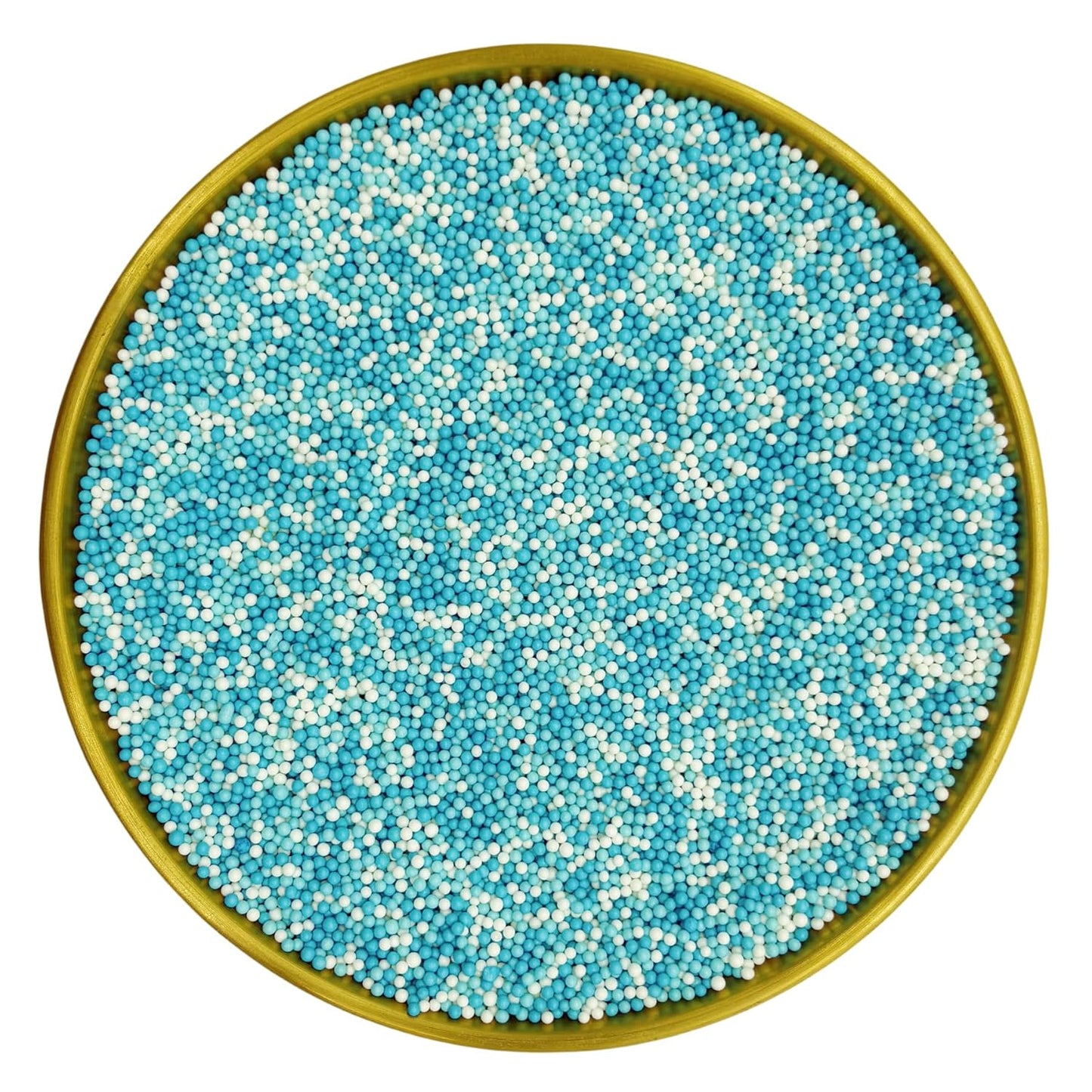 Edible Blue Series & White Sprinkles Candy 2mm Mini Pearls Cake Decorations Cupcake Toppers Cookie Decorating Perfect for Wedding Party Valentine Halloween Christmas Supplies 3OZ