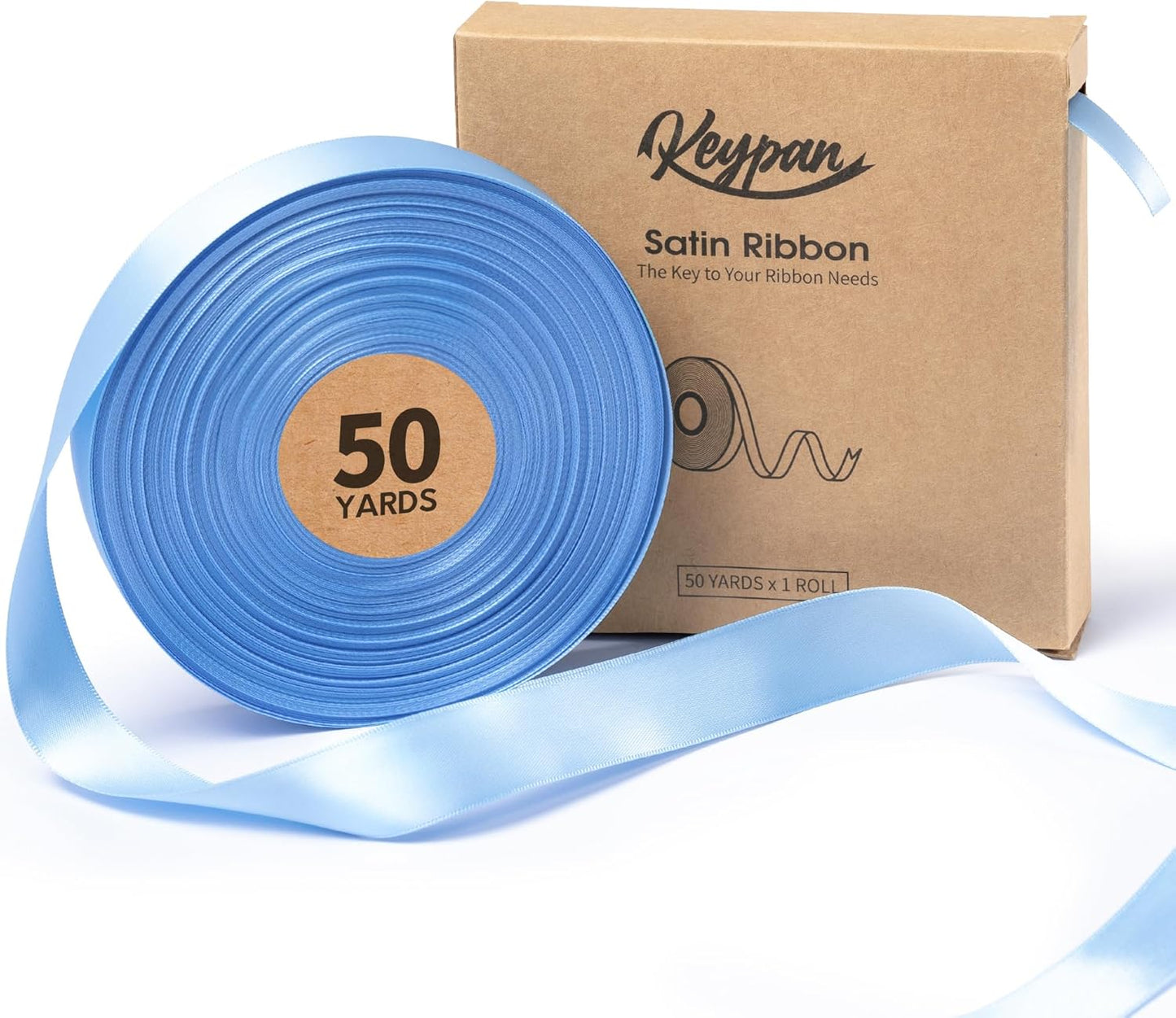 Baby Blue Satin Ribbon 7/8 Inch x 50 Yards Double-Faced Ribbons for Gift Wrapping Flower Bouquet Wedding Paper Bows Invitations Crafts