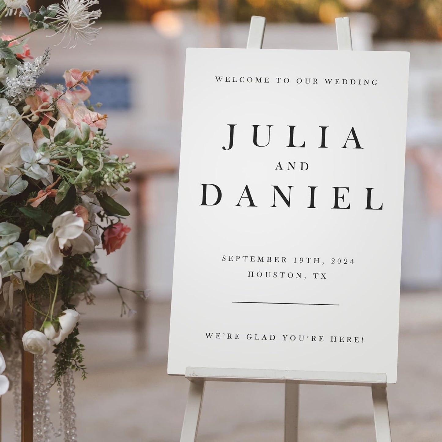 Personalized Wedding Welcome Sign, Customized White Acrylic Sign for Wedding, 3 Optional Sizes, 29 Design Colors - Wedding Plaque for Welcome Sign, Customizable Wedding Décor