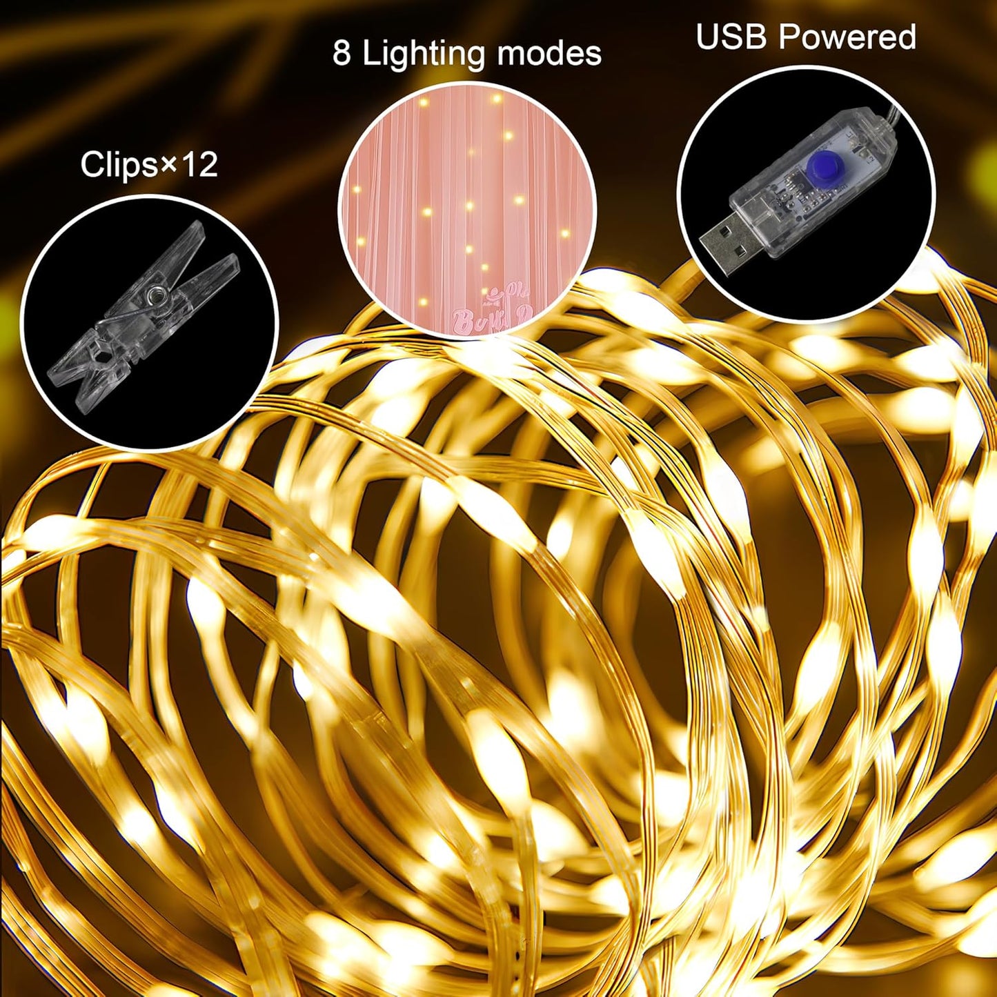 Tulle Backdrop Curtain with Lights String 10FT X 10FT Peach Sheer Tulle Backdrop Curtains for Wedding Birthday Party Reception Photo Booth Background Decorations (2 Panels 5x10FT)