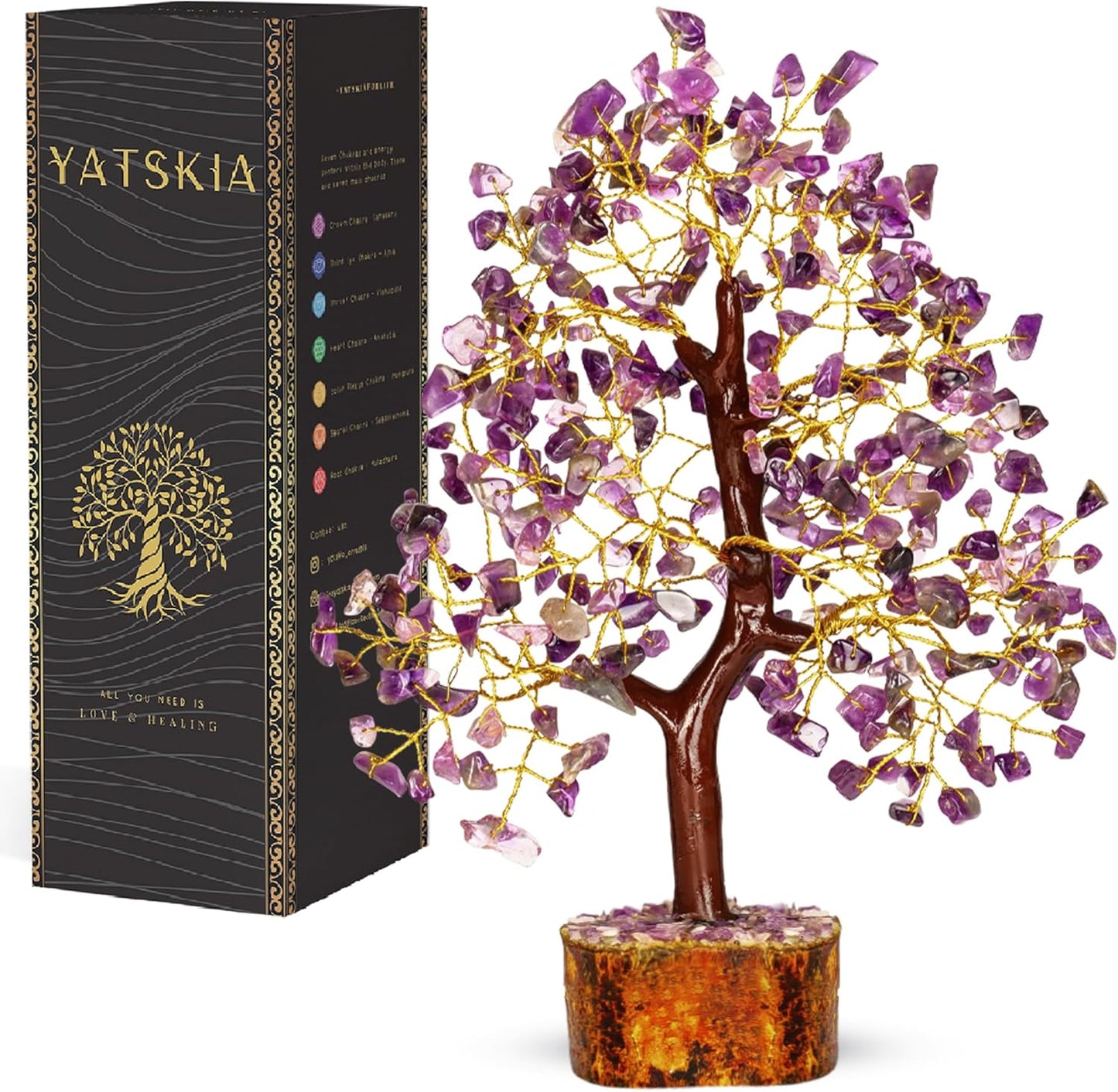 Amethyst Crystal Tree - Bonsai Trees, Balancing Tree, Crystal Gifts for Women, Crystal Tree for Positive Energy, Crytals and Gemstones, Good Luck Home Decor Tree of Life Seven Chakra Healing Stones