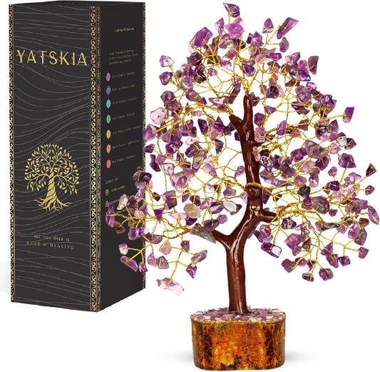 Amethyst Crystal Tree - Bonsai Trees, Balancing Tree, Crystal Gifts for Women, Crystal Tree for Positive Energy, Crytals and Gemstones, Good Luck Home Decor Tree of Life Seven Chakra Healing Stones