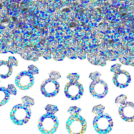 Confetti Ring Sequins Table Confetti Metallic Foil Sprinkles or DIY Birthday Wedding Engagent Theme Party Celebrations Favor Party Supplies(Iridescent Silver)