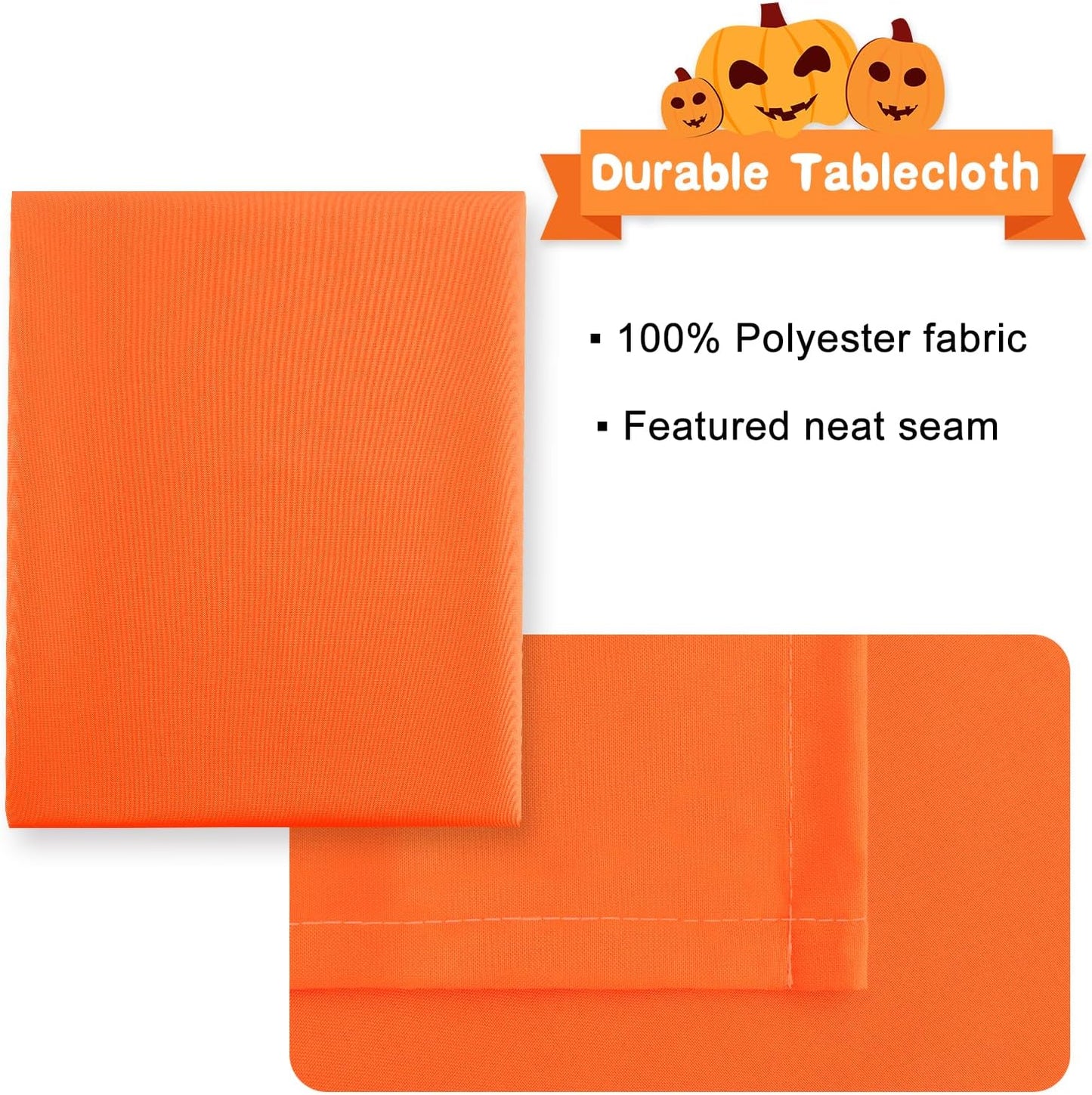 Hiasan Pumpkin Orange Rectangle Tablecloth - Waterproof Washable Polyester Fabric Table Cloth for Buffect Dining Birthday Party Wedding, 70 x 90 Inch