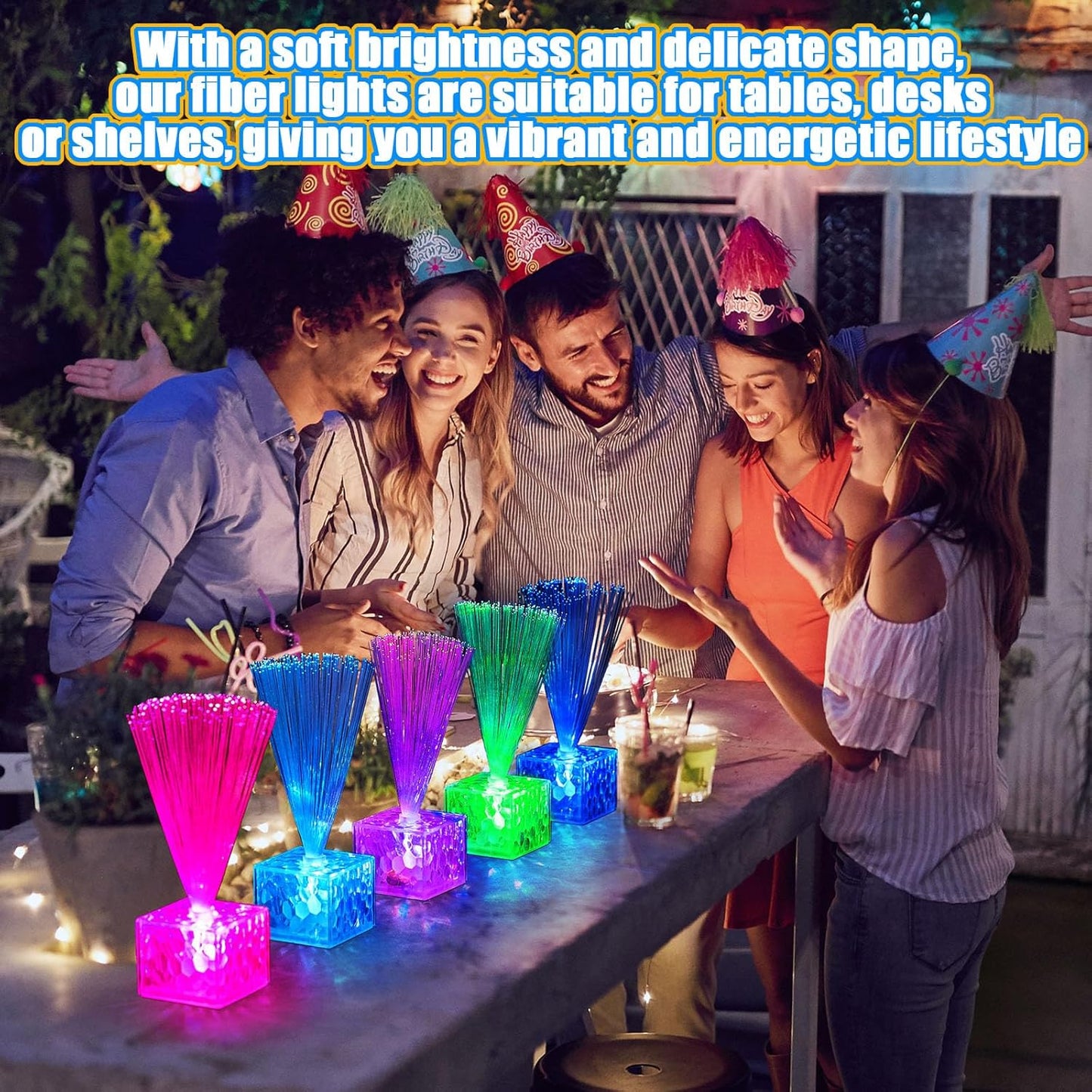 Amylove 30 Pcs Mini Fiber Optic Lamps Bulk Small LED Light up Table Centerpieces for Party Event Decorations with Crystal Base Battery Powered for Glow in The Dark Favors Supplies (6 Inch,Clear)