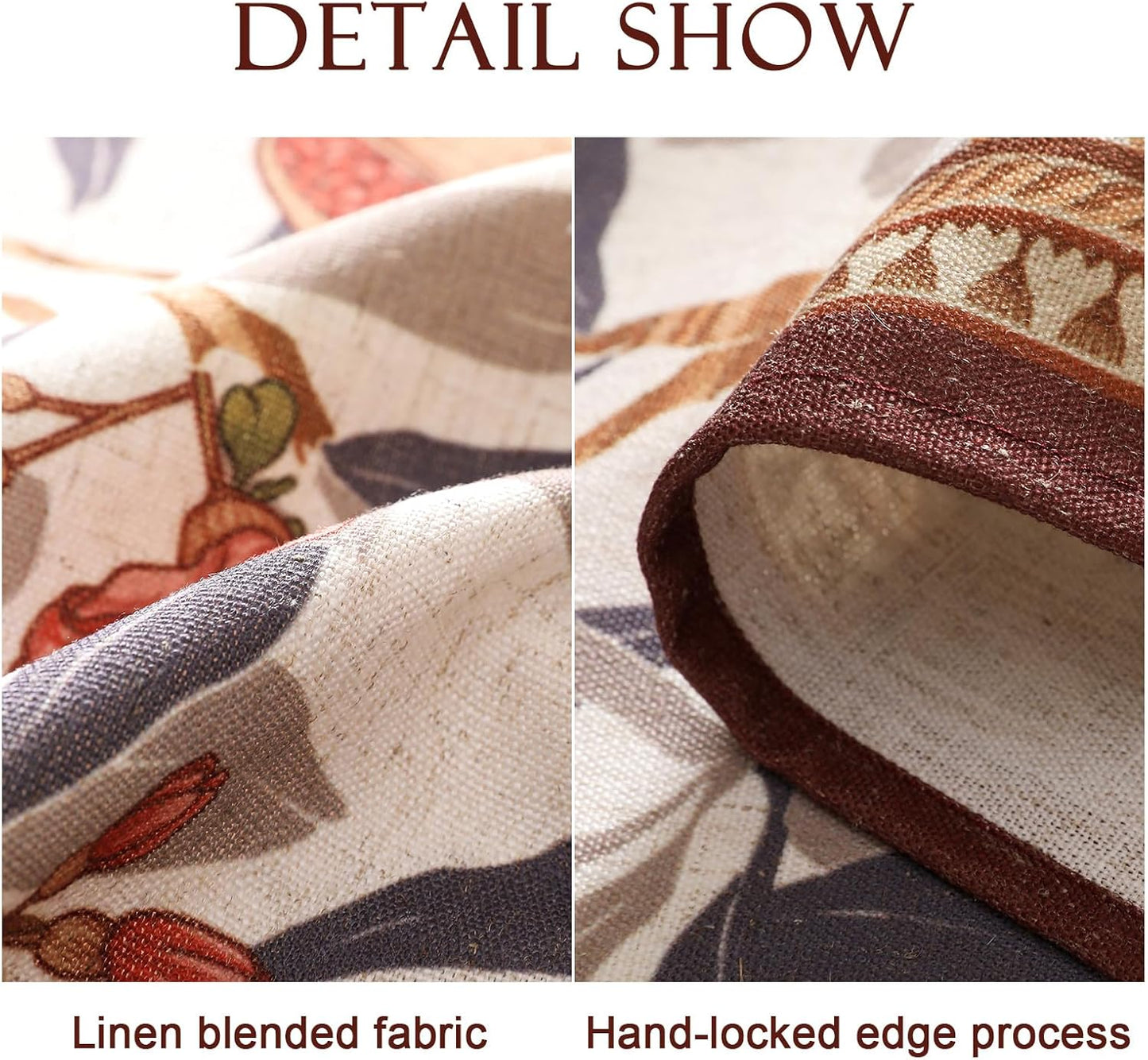 patdrea Designer Linen Extra Long Rectangle Tablecloth,Framhouse Vintage Pomegranates Leaves Pattern Tablecloths,Table Cover Decor for Kitchen Dining Christmas,Thanksgiving,63"x110"-Tehran a