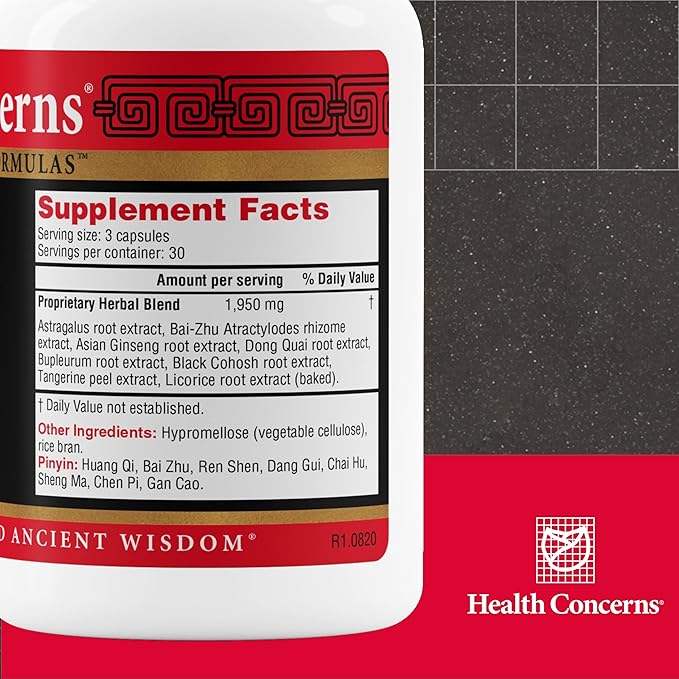 Health Concerns Raise Qi – Energy & Immune System Support – Bu Zhong Yi Qi Wan Formula – Astragalus, Ginseng & Dong Quai Herbal Supplement for Weakness, Digestion & Yang Qi Balance – 90 Capsules