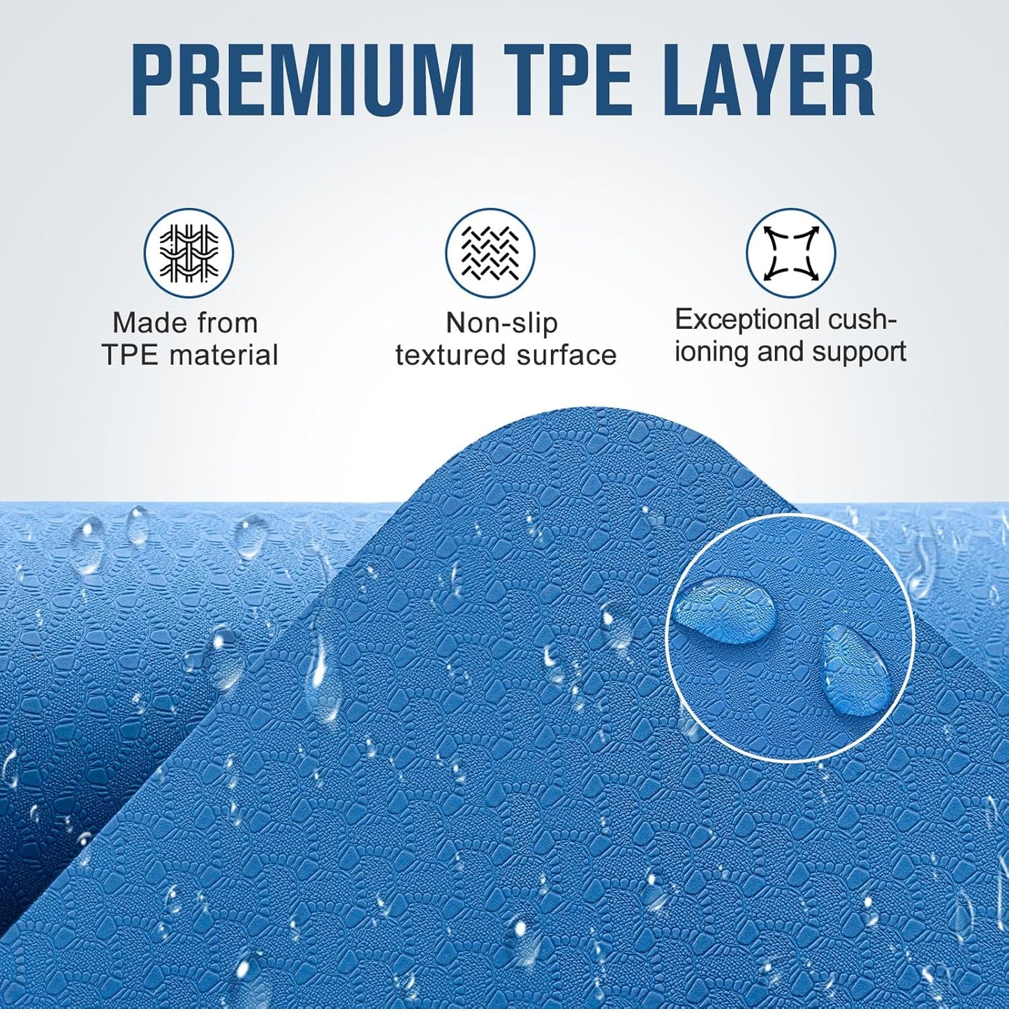 UMINEUX Extra Thick Yoga Mat, 2/5 Inch (10MM), Natural Rubber and TPE Non Slip Yoga Mats with Strap for Women Men, Eco Friendly Exercise Mat for Yoga, Pilates and Home Workout