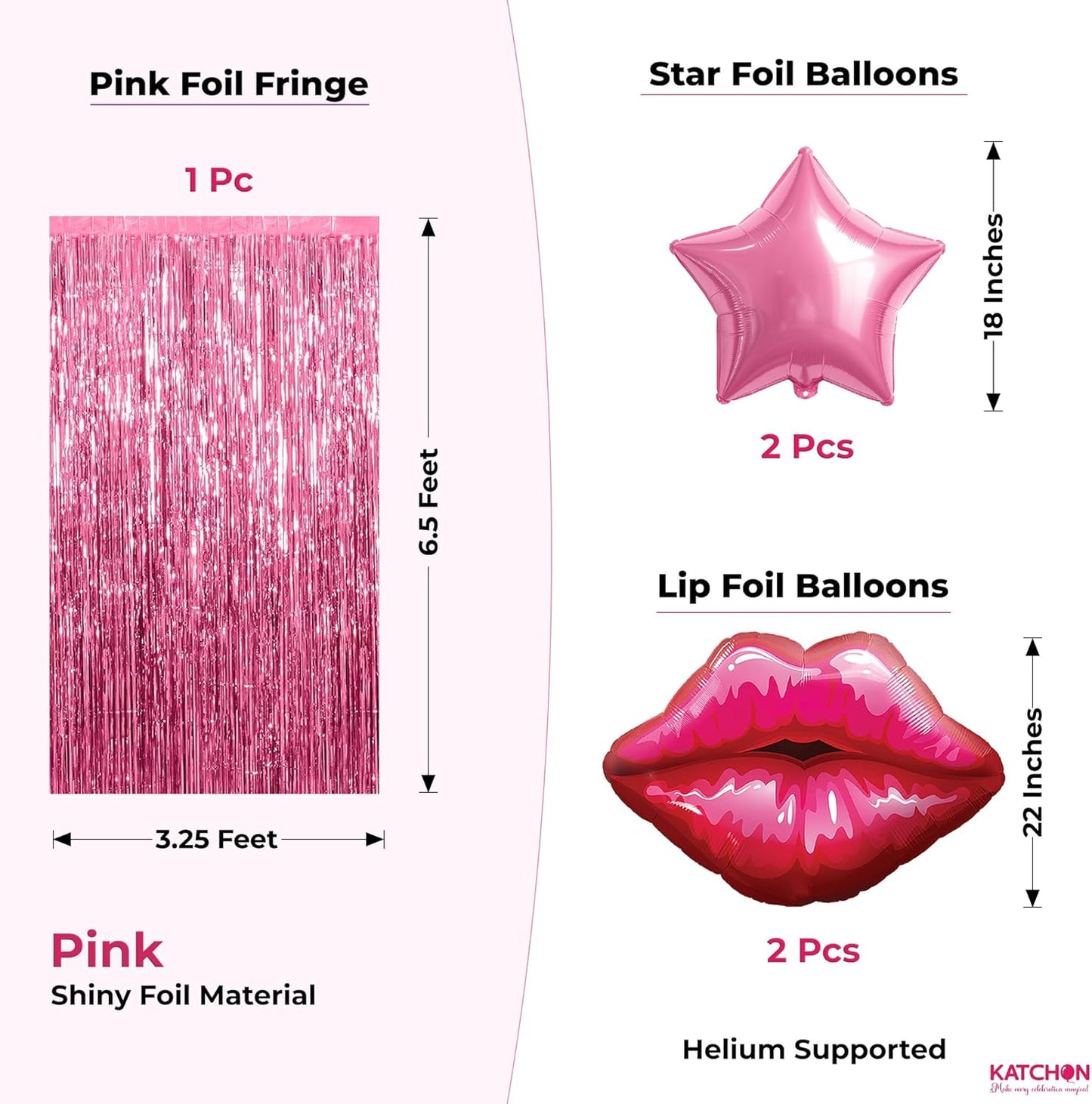 KatchOn, Pink Birthday Decorations Set – Pack of 42 | Happy Birthday Banner & Lip Decor | Happy Birthday Decorations for Women, Girls & Her | Pink Party Decorations