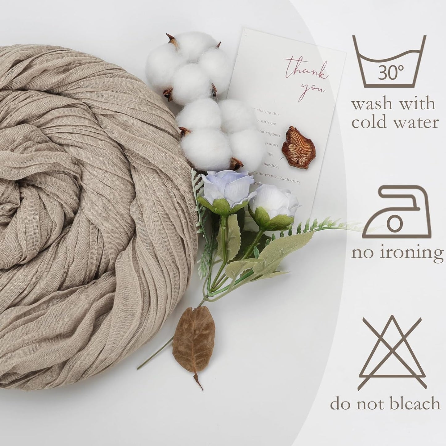 6 Pack Nude Cheesecloth Table Runner 10ft Boho Gauze Fabric Cheese Cloth Table Runner 35 x 120 Inch Rustic Sheer Runner for Romantic Wedding Decor Baby Shower Party Table Centerpiece Decoration