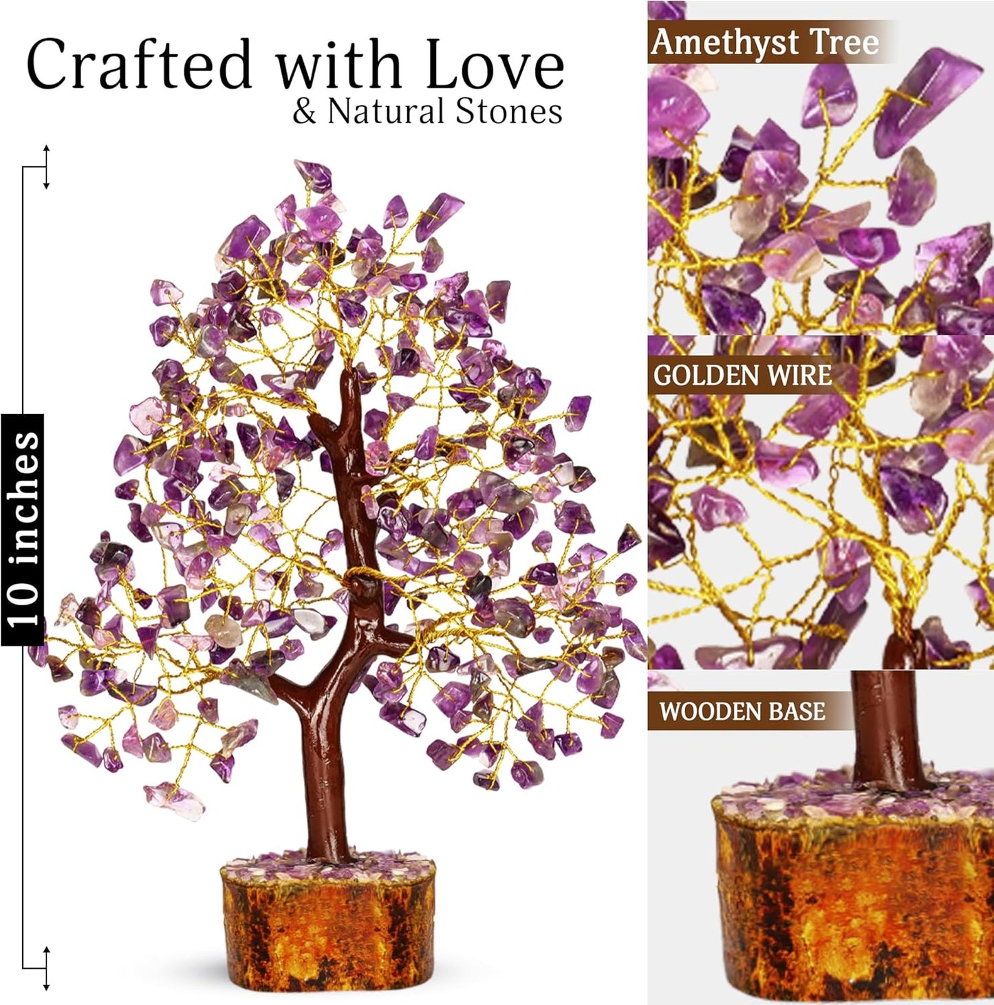 Amethyst Crystal Tree - Bonsai Trees, Balancing Tree, Crystal Gifts for Women, Crystal Tree for Positive Energy, Crytals and Gemstones, Good Luck Home Decor Tree of Life Seven Chakra Healing Stones