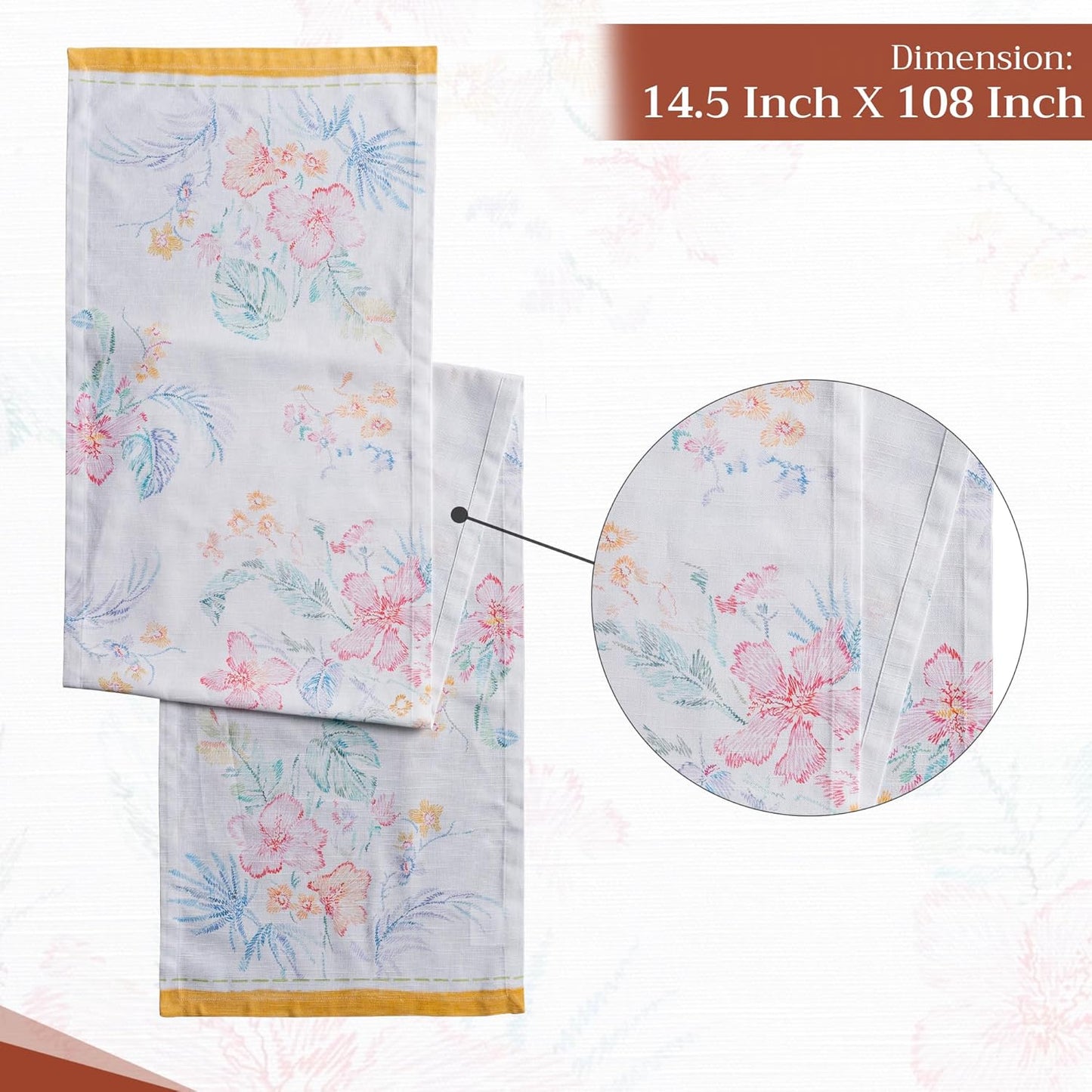 Maison d' Hermine Table Runner 100% Cotton Single Layer Table Runners 108 inches Long Decorative for Home Kitchen Dining Party Wedding Bridal Shower Spring Summer (Paradise Island, 14.50" x 108")