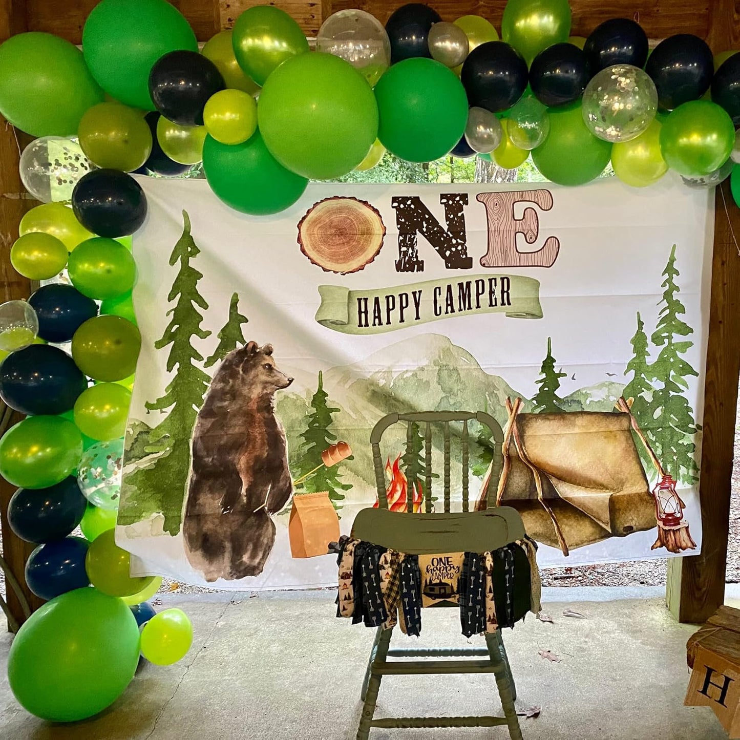 60 Pcs Navy Blue Matte Light Green Silver Latex Party Balloons with Green Silver Confetti for Birthday Party Decoration