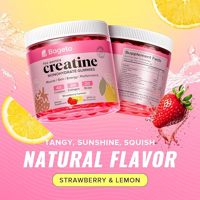 Creatine for Women, 120 Ct Sugar-Free Creatine Monohydrate Gummies with Collagen, BCAAs, Vitamin C & B12 for Muscles, Energy & Booty, Flavored Vegan Creatine Pre and Post Workout Supplements for Women