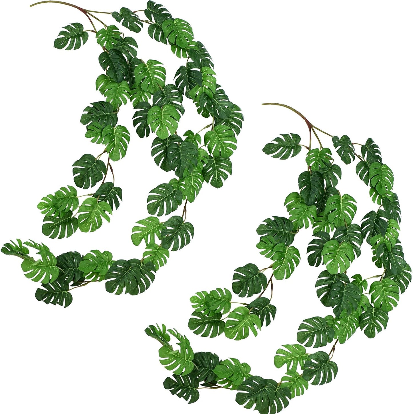 FiveSeasonStuff Monstera Plant Garlands, Artificial Leaf Bendable Vines (2 pcs, 5.2 feet)