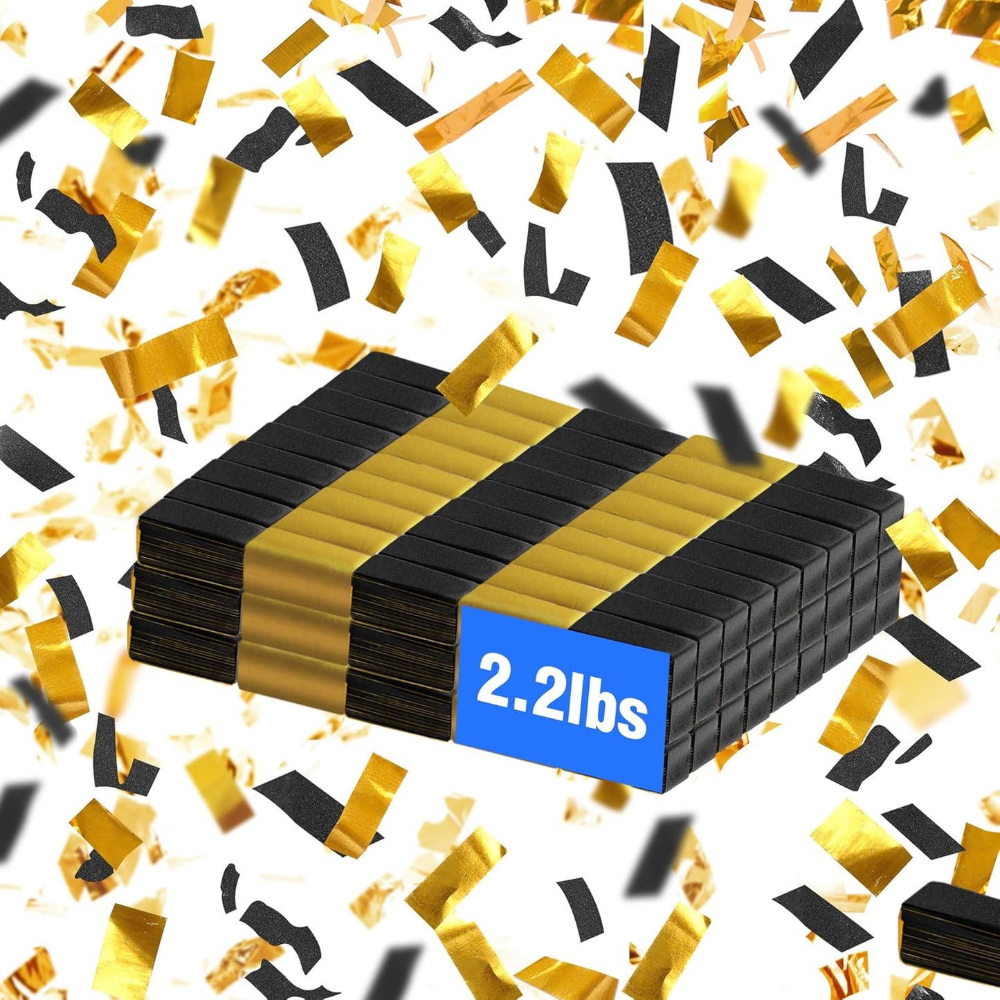 BLACK & GOLD Confetti Paper - BULK 2.2lbs | 1kg, Biodegradable Tissue Paper, Rainbow Light Weight, Non-Staining Paper, for Events, Crafts, Decorations