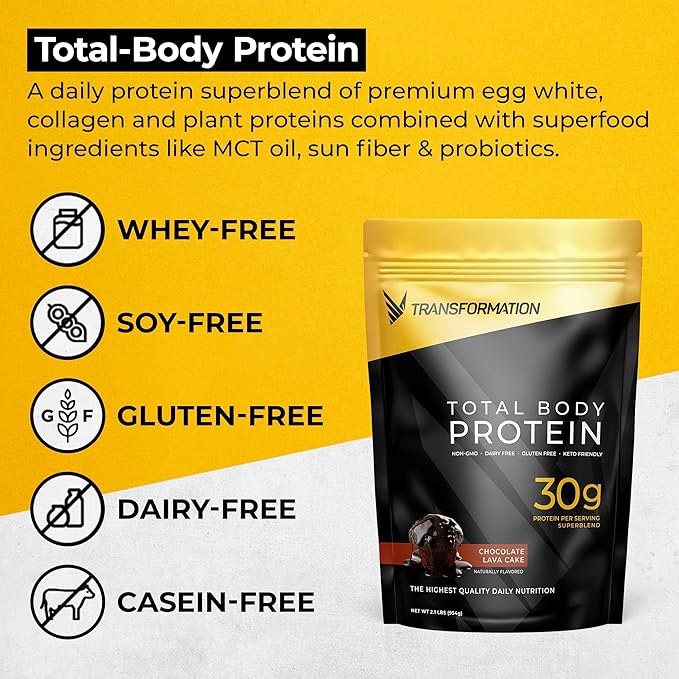 Transformation Chocolate & Vanilla Protein Powder | 30G Multi-Protein Superblend | Collagen Peptides, Egg White & Plant Blend | MCT Oil | BCAA Amino Acids | Probiotics & Enzymes | Low Carb Shake