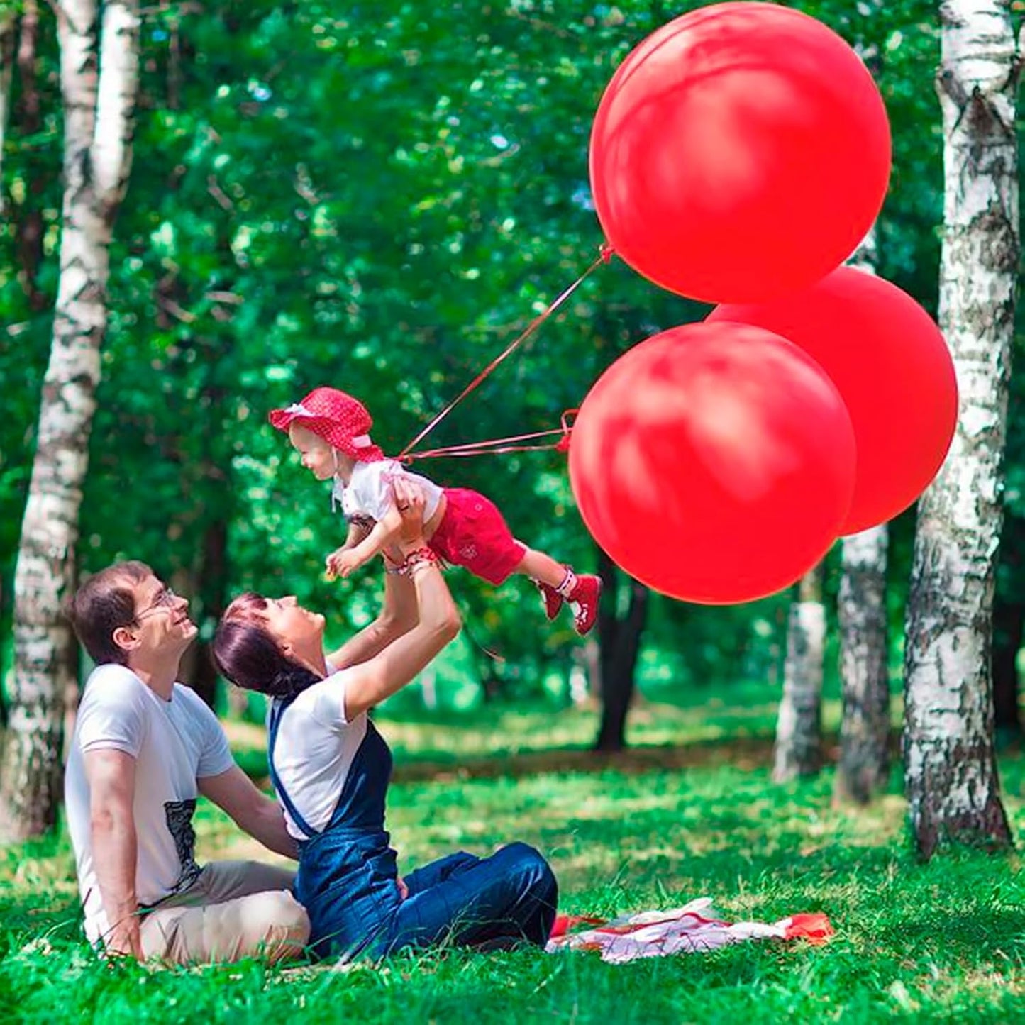Giant 36 inch Jumbo Red Balloons - 4pcs Latex Balloons for Birthday, Wedding, Photo Shoot, Christmas Decoration