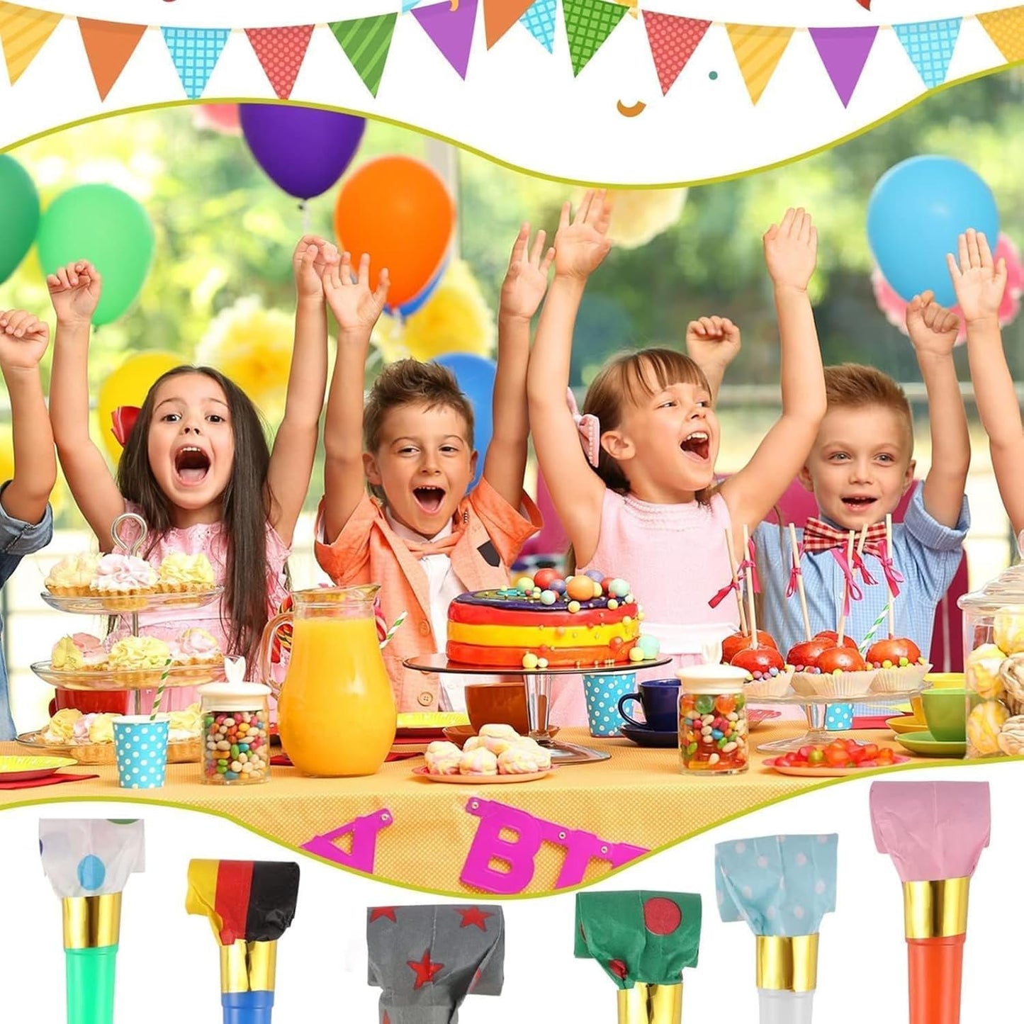 50 PCS Blowouts Noisemakers Funny Party Blower Blowouts Colorful Birthday Blow Horns Whistles New Years Party Noisemakers Party Blowouts Whistles Favors Noise Makers