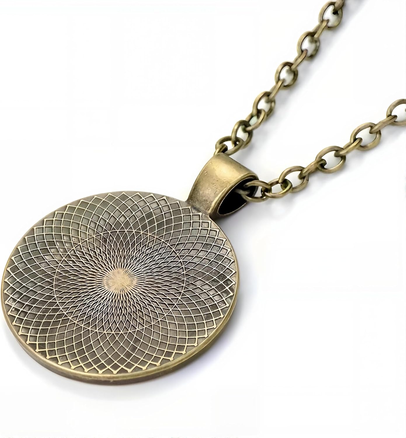 1pc Stunning Round Pendant Necklace - Unique Sun & Moon Pattern, Oil Painting Style Glass Mosaic, Alloy Construction, Trendy Sweater Chain, Fashionable Gift for Women - Christmas or Birthday Gift