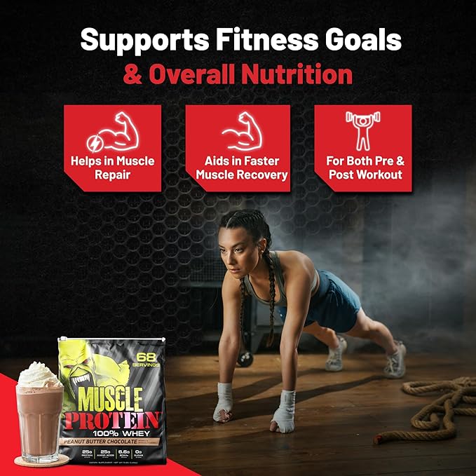 Whey Protein Powder (15 lbs/Pack of 1) – Delicious Peanut Butter-Chocolate Flavor, Cold Filtered for Maximum Absorption, 25g Protein, 6.6g BCAAs/Serving,0g Sugar-Perfect for Muscle Building & Recovery