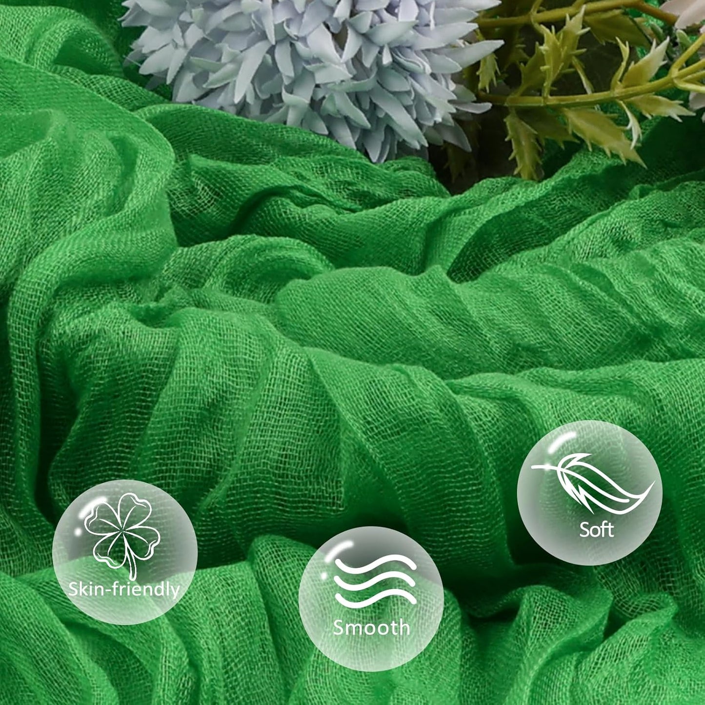 6 Pack Green Cheesecloth Christmas Table Runner 10ft Boho Gauze Fabric Cheese Cloth Table Runner 35 x 120 Inch Rustic Sheer Runner for Romantic Wedding Decor Baby Shower Party Centerpiece Decoration