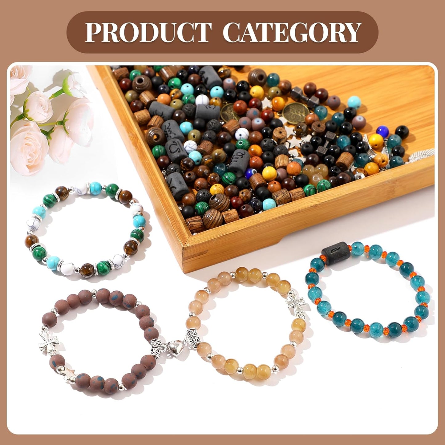 RACIOCK 12 Constellation Bracelet Making Kit with 620Pcs Natural Stone Healing Beads & Charms - DIY Jewelry Bracelet Making Kit for Stress Relief, Anxiety, Yoga Mindfulness Gift for Women Men Couples
