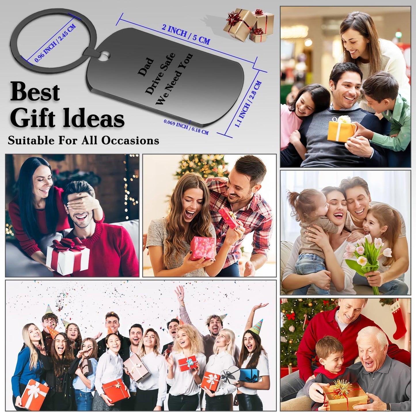 Custom Keychain with picture Double-sided Personalized Your Photo/Text/Icon for Men Family Boyfriend Gifts