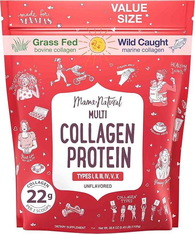 Multi Collagen Protein Powder Value Pack (100 Servings) - Unflavored & Hydrolyzed with 6 Types (1, 2, 3, 4, 5 & 10) - Pure Collagen Peptides for Women - Grass Fed Beef, Wild Fish & USA Eggshell