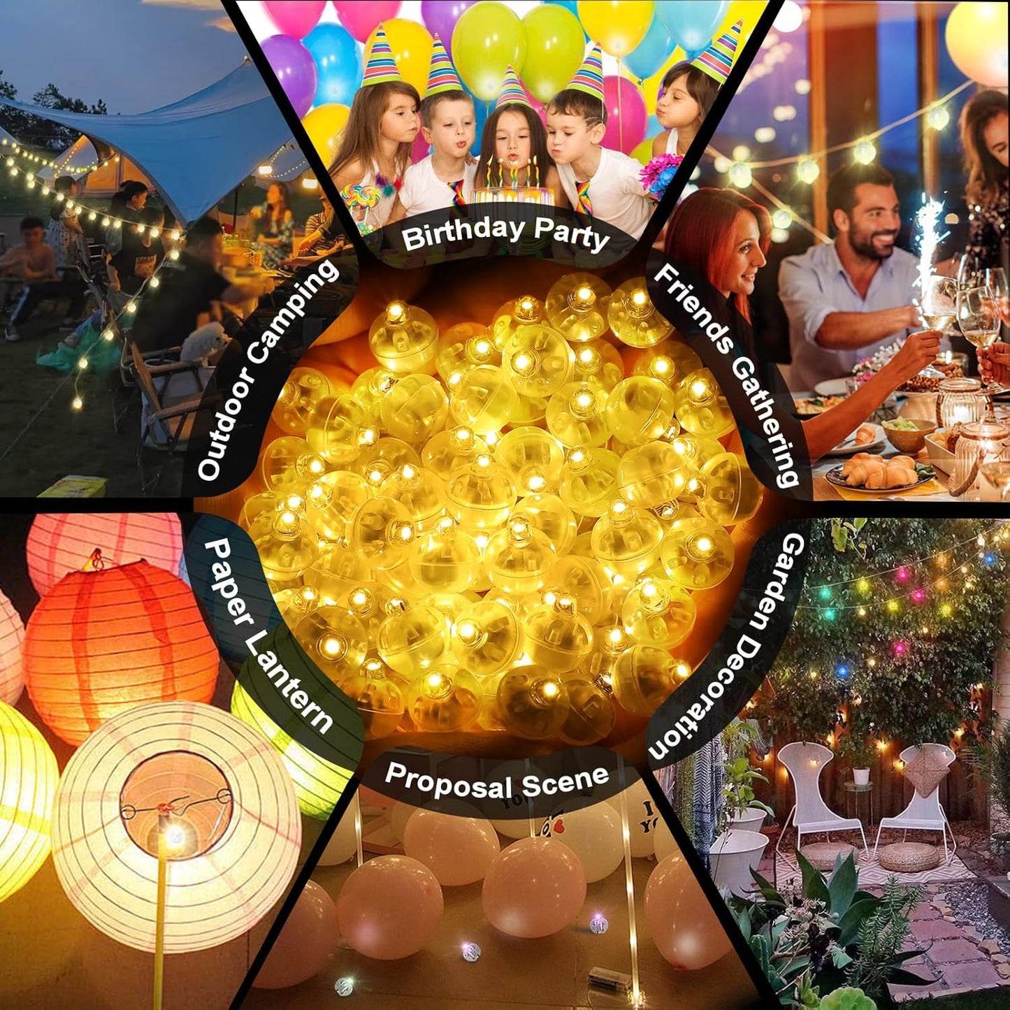 200pcs Warm White Balloon Lights, Round LED Mini Lights for Paper Lantern Balloon Birthday Party Event Indoor Outdoor Wedding Decoration Halloween Christmas Supplies