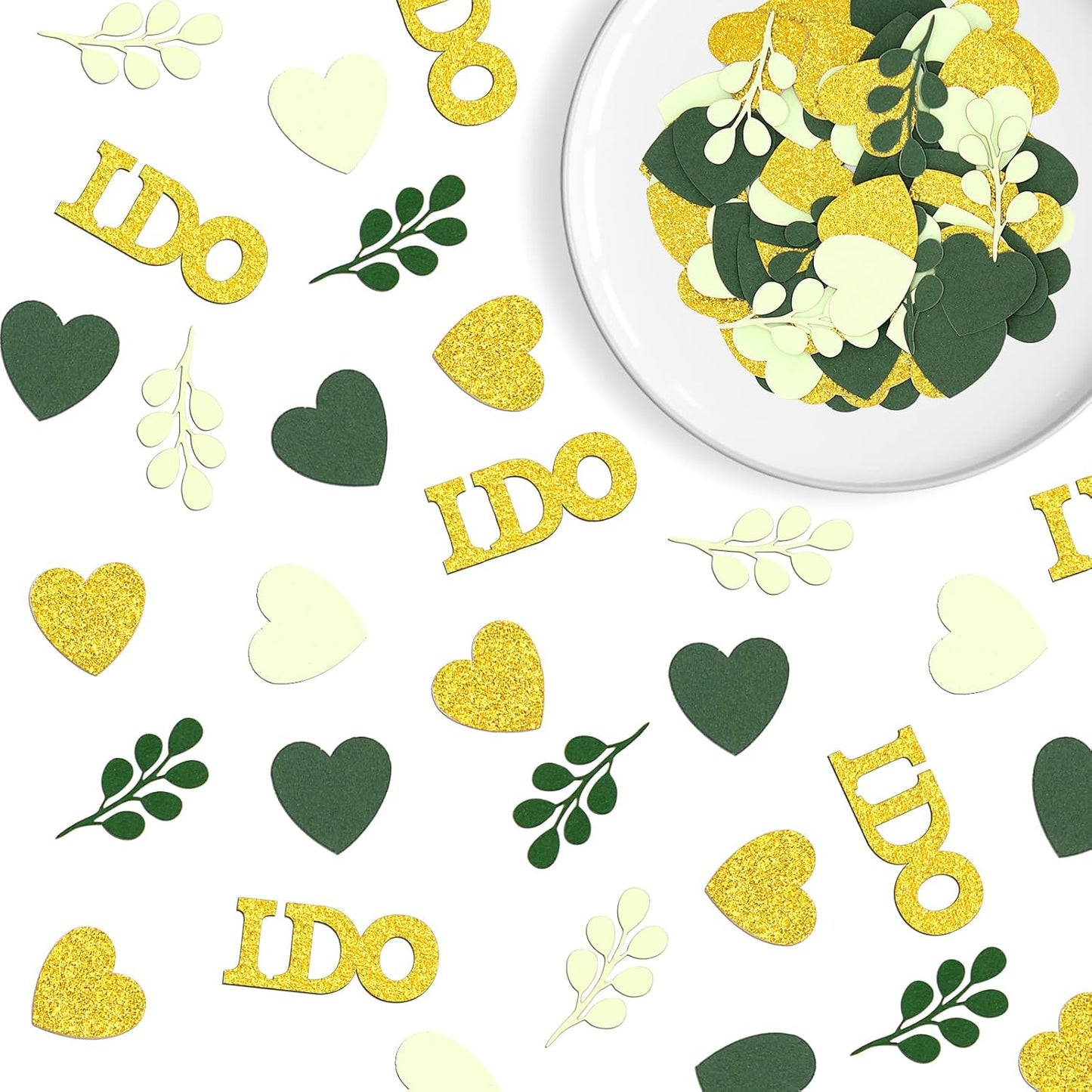 200PC Sage Green Wedding Confetti Wedding Shower Decorations Heart I do Engagement Table Confetti Bridal Shower Bachelorette Party Decorations