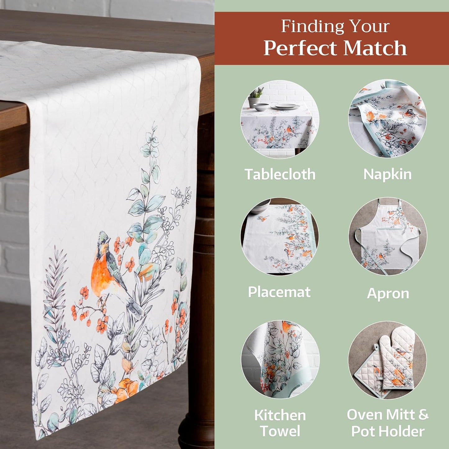 Maison d' Hermine Table Runner 100% Cotton Single Layer Table Runners 72 inches Long for Thanksgiving Christmas Decorations Home Kitchen Dining Party Wedding (Whitish Shabby Chique, 14.5" x 72")