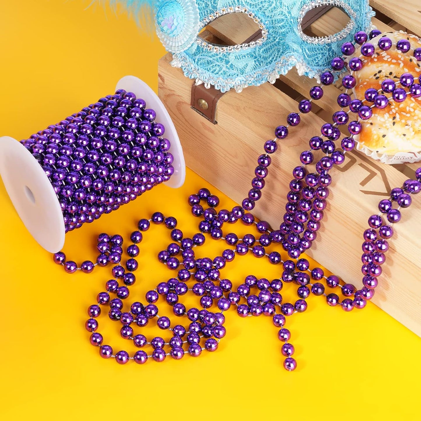 Faux Purple Pearl Beads Garland - 11 Yards, 10mm Christmas Tree Beads for Wedding Party Decoration