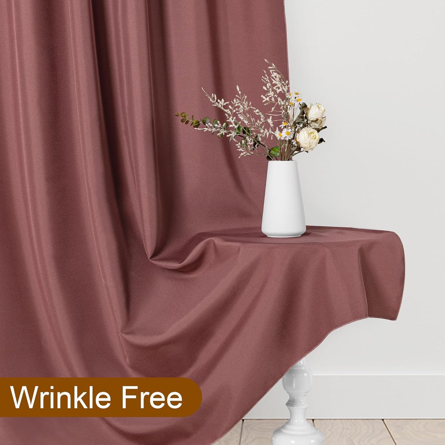 DWCN 10x7 FT Dusty Rose Backdrop Curtains for Parties, Photography Backdrop Drapes with Rod Pockets for Wedding Decorations Stage Birthday Family Gatherings, 2 Panels 5ft x 7ft