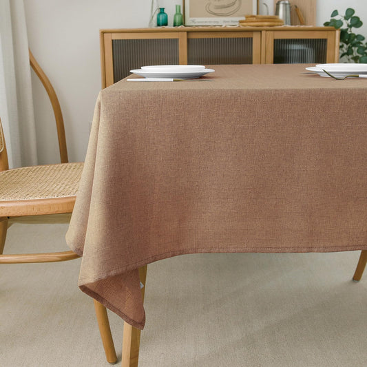 NLMUVW Linen Tablecloth Rectangle Tables 8FT, Water Resistant Textured Table Cloth Farmhouse Table Cover for Kitchen Dining Coffee, Mocha, 54 x 120 Inch