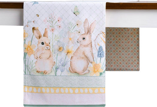 Maison d' Hermine Table Runner 100% Cotton Double Layer Table Runners 72 inches Long Decorative for Kitchen Dining Party Baby Shower Wedding Bridal Shower Spring Summer (Easter Dew , 14.50" x 72")