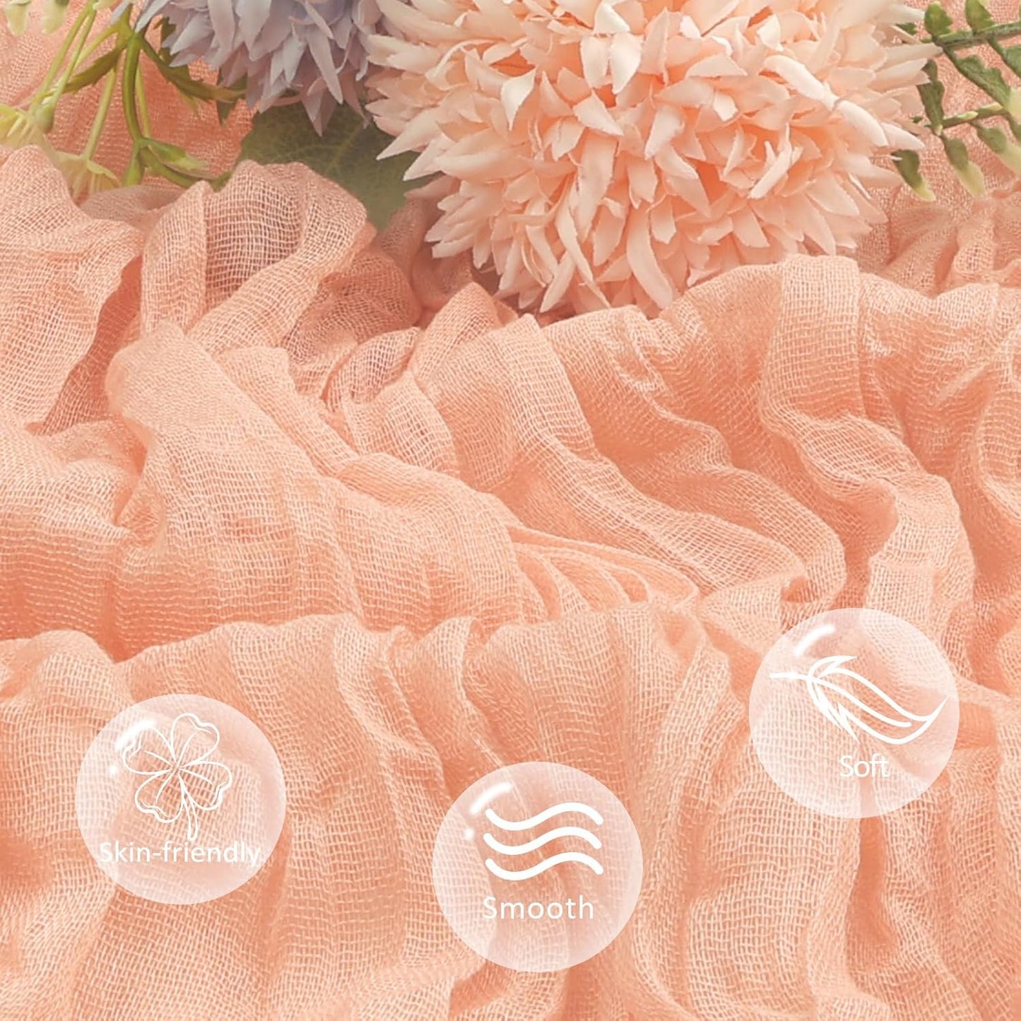 6 Pack Blush Pink Cheesecloth Table Runner 10ft Boho Gauze Fabric Cheese Cloth Table Runner 35 x 120 Inch Rustic Sheer for Romantic Wedding Decor Baby Shower Party Table Centerpiece Decoration