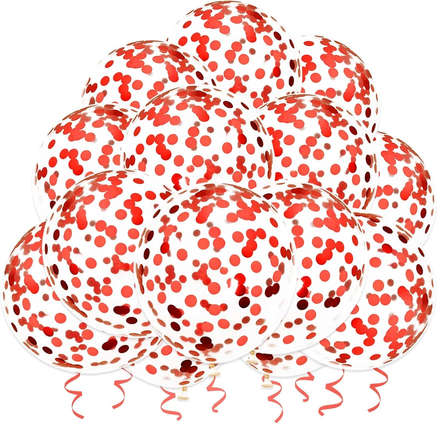 Red Confetti Balloons, 25 Pcs Thickened 12 Inch Clear Latex Balloon with Confetti Inside for Graduation Decorations Engagement Bridal Shower Party Baby Shower Birthday Party Decorations Supplies