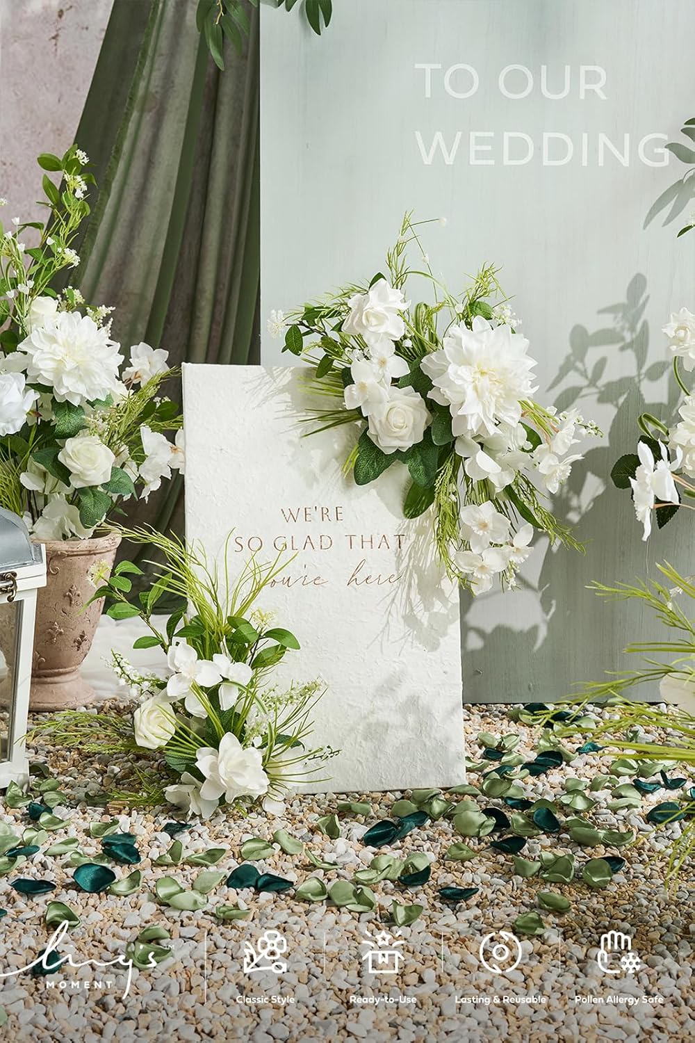 Ling's Moment Rose Petals, Silk Flower Petals for Wedding/Aisle/Flower Girl Baskets/Table Centerpiece Décor,etc.Emerald Green Forest 200pcs