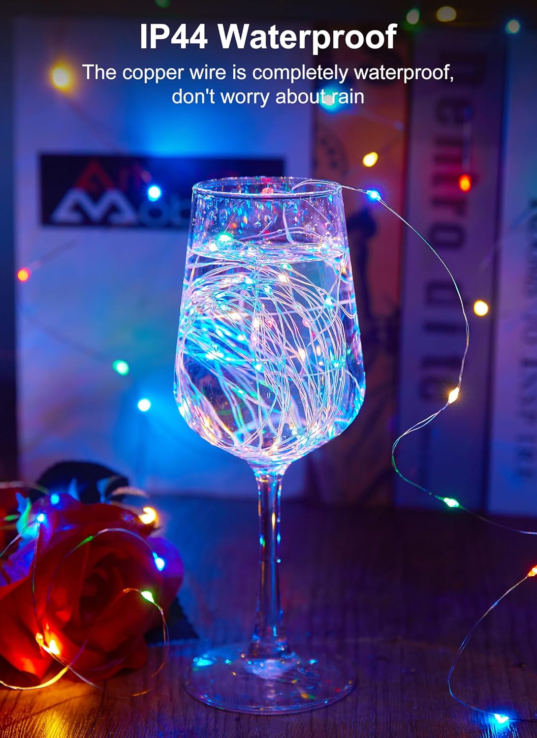 33Ft 100LED Outdoor String Lights, Fairy Lights Battery Operated with Remote, Waterproof Twinkle Lights for Bedroom Dorm Patio Tapestry Backyard Garden Party Indoor Christmas Decoration, Multicolor