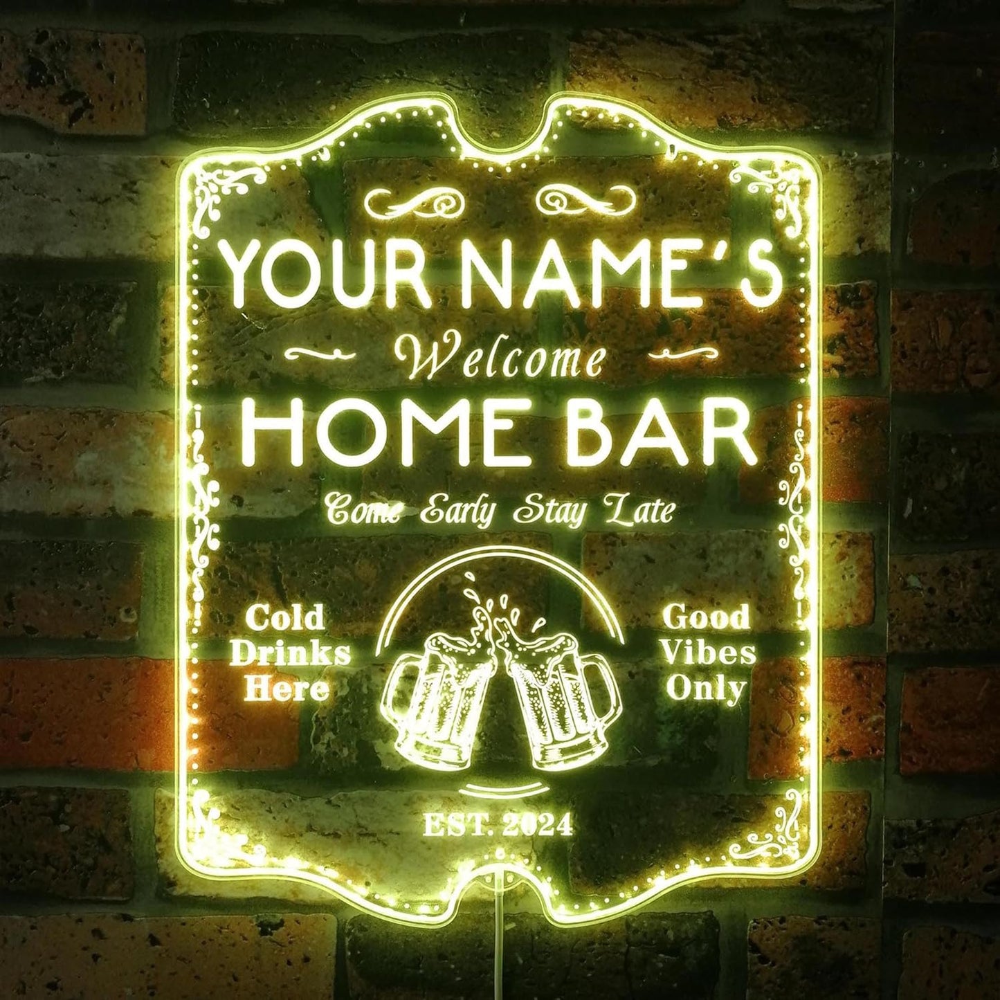 ADVPRO Personalized Your Name Home Bar RGB Dynamic Glam LED Sign - Cut-to-Edge Shape - Smart 3D Decoration - Multicolor Signage st06s86-fnd-p11b-tm-c