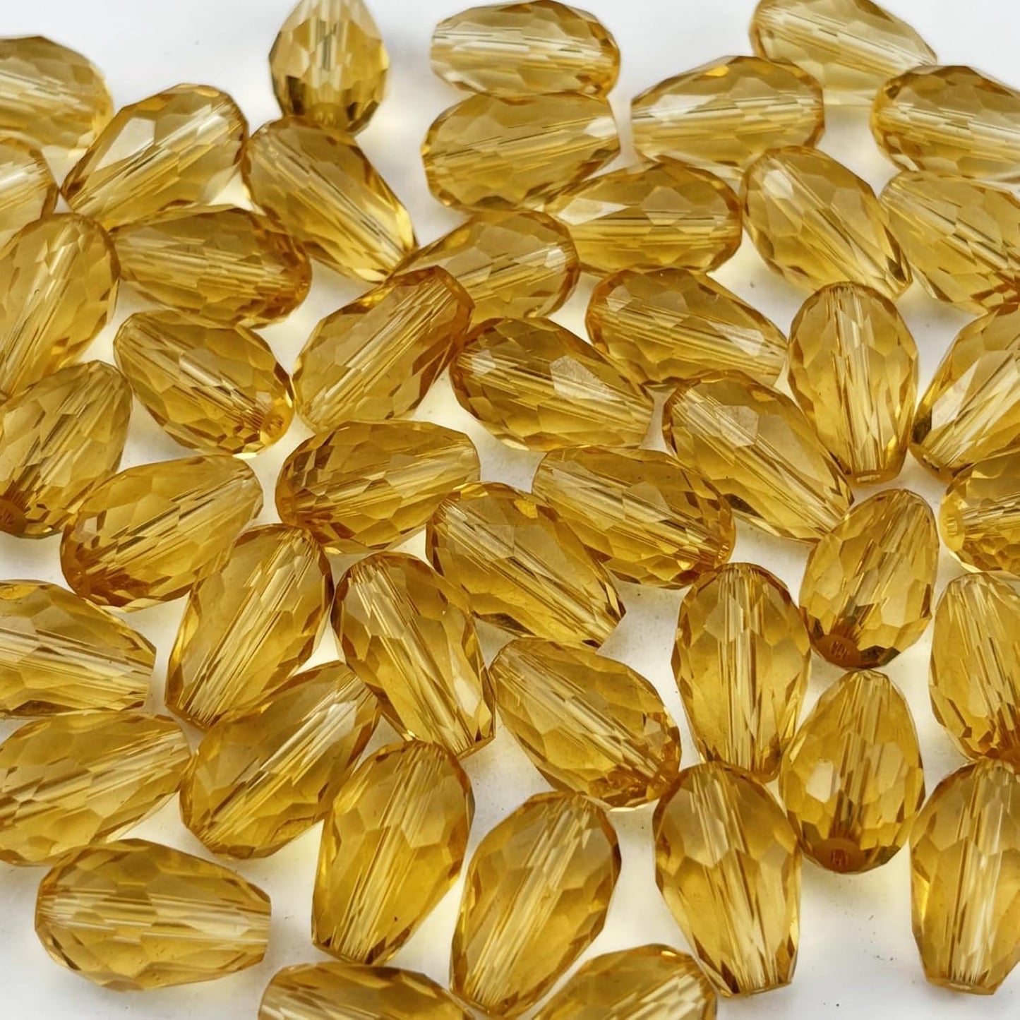 150pcs 4x6mm Teardrop Crystal Glass Beads for Jewelry Making, Faceted Vertical Hole Teardrop Glass Spacer Beads for Wind Chimes Bracelet Earring Necklace DIY Craft(Gold Champagne)