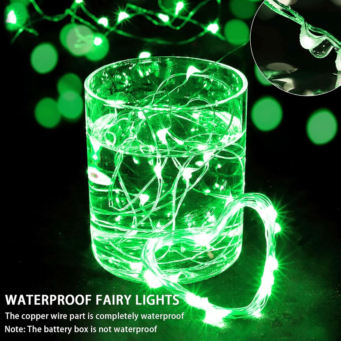 Green Fairy Lights 100 Pack 7Ft 20 LED Twinkle String Lights 3 Modes Battery Operated Waterproof Firefly Starry for Mason Jar Party Wedding Christmas Valentines Day Table Centerpieces