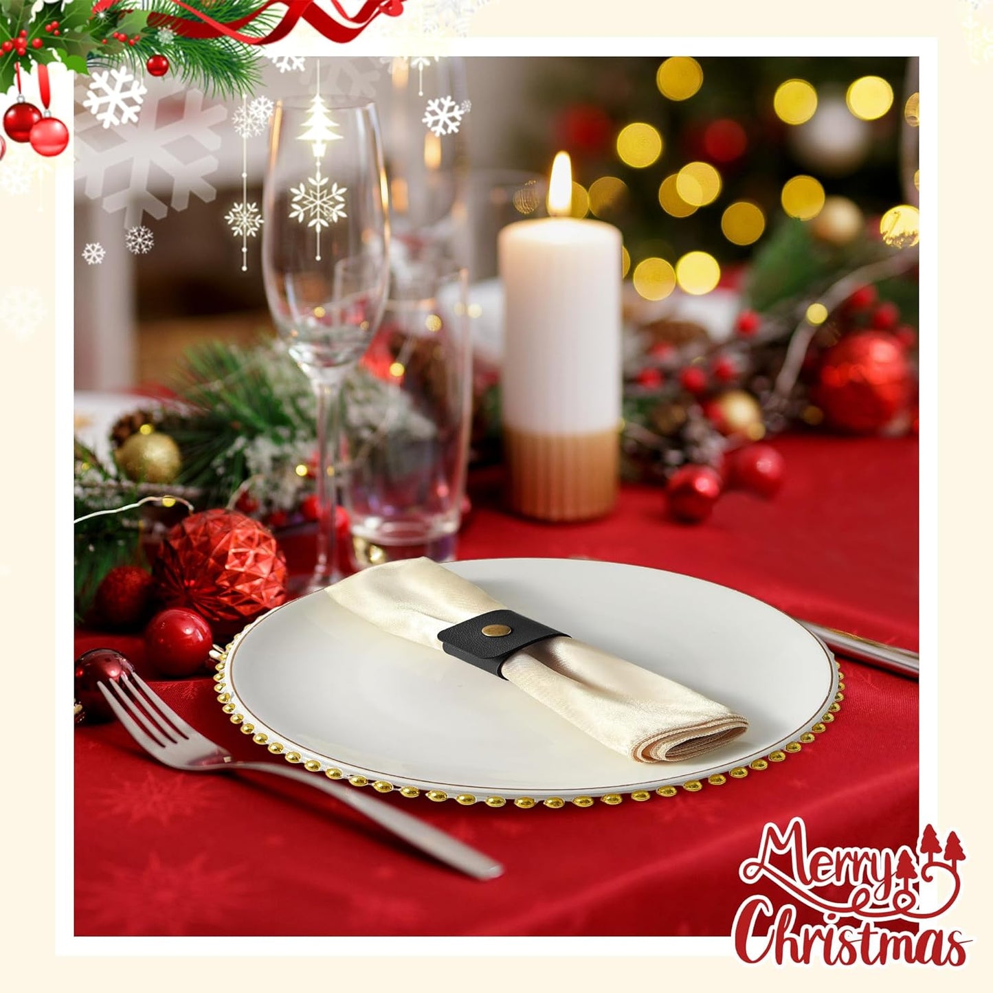 APTWOW 40PCS Leather Napkin Rings, Fall Thanksgiving Napkin Holder, Black Halloween Vintage Farmhouse Napkin Rings Bulk for Wedding Party Birthday Banquet Table Decoration and Daily Use