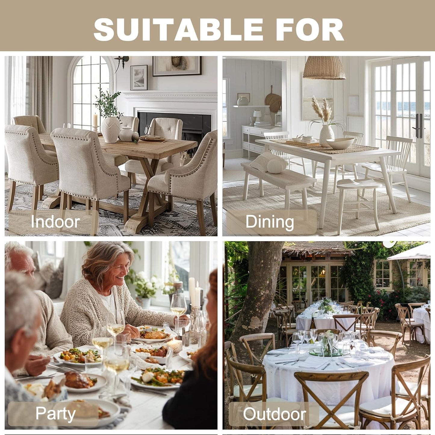 Hiasan Faux Linen Rectangle Tablecloth - Wrinkle and Stain Resistant Washable Table Cloth for Kitchen Dining Room Holiday Table Cover for Party Dinner, Stone, 54 x 80 Inch