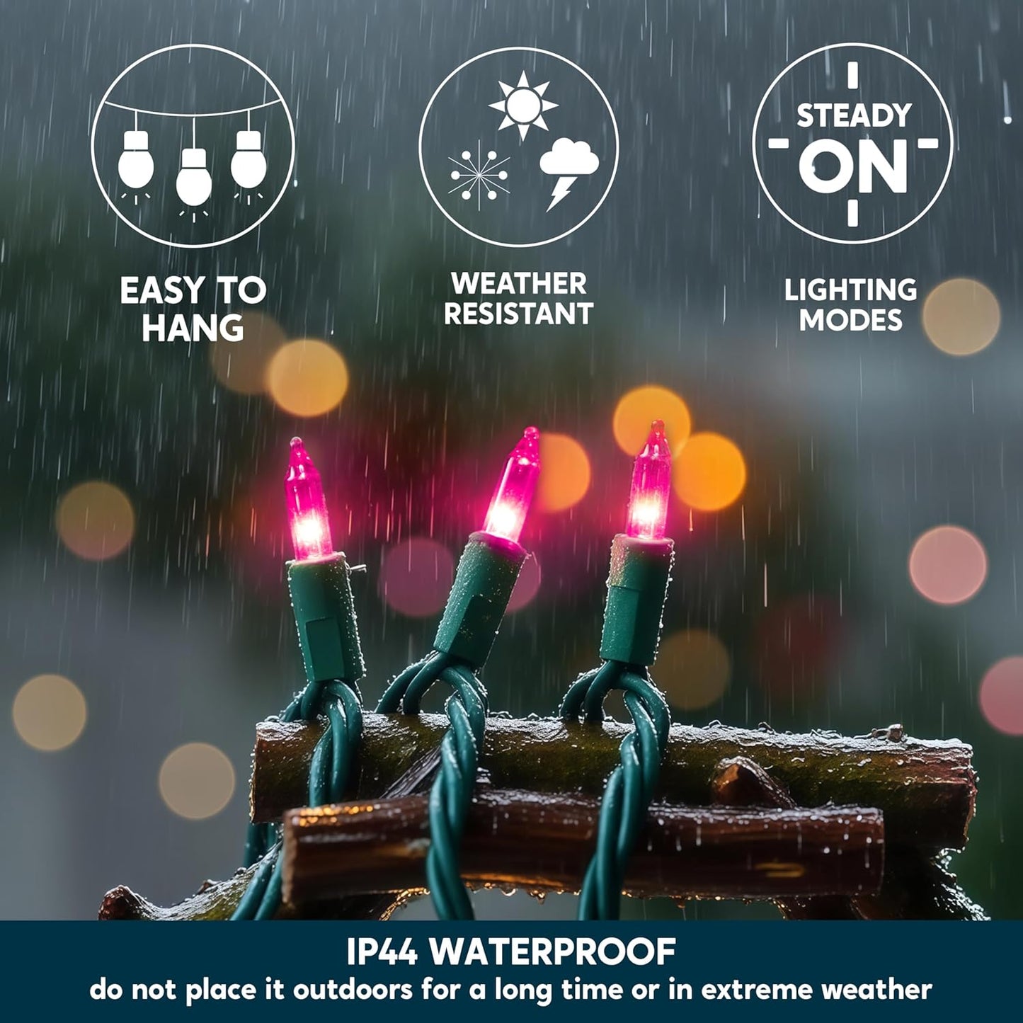 Joiedomi Pink Christmas String Lights,100 Count 21.4FT Fairy Tree Lights Plug in for Indoor Outdoor Xmas Valentines Decor Patio Holiday Theme Party Yard House,Green Wire