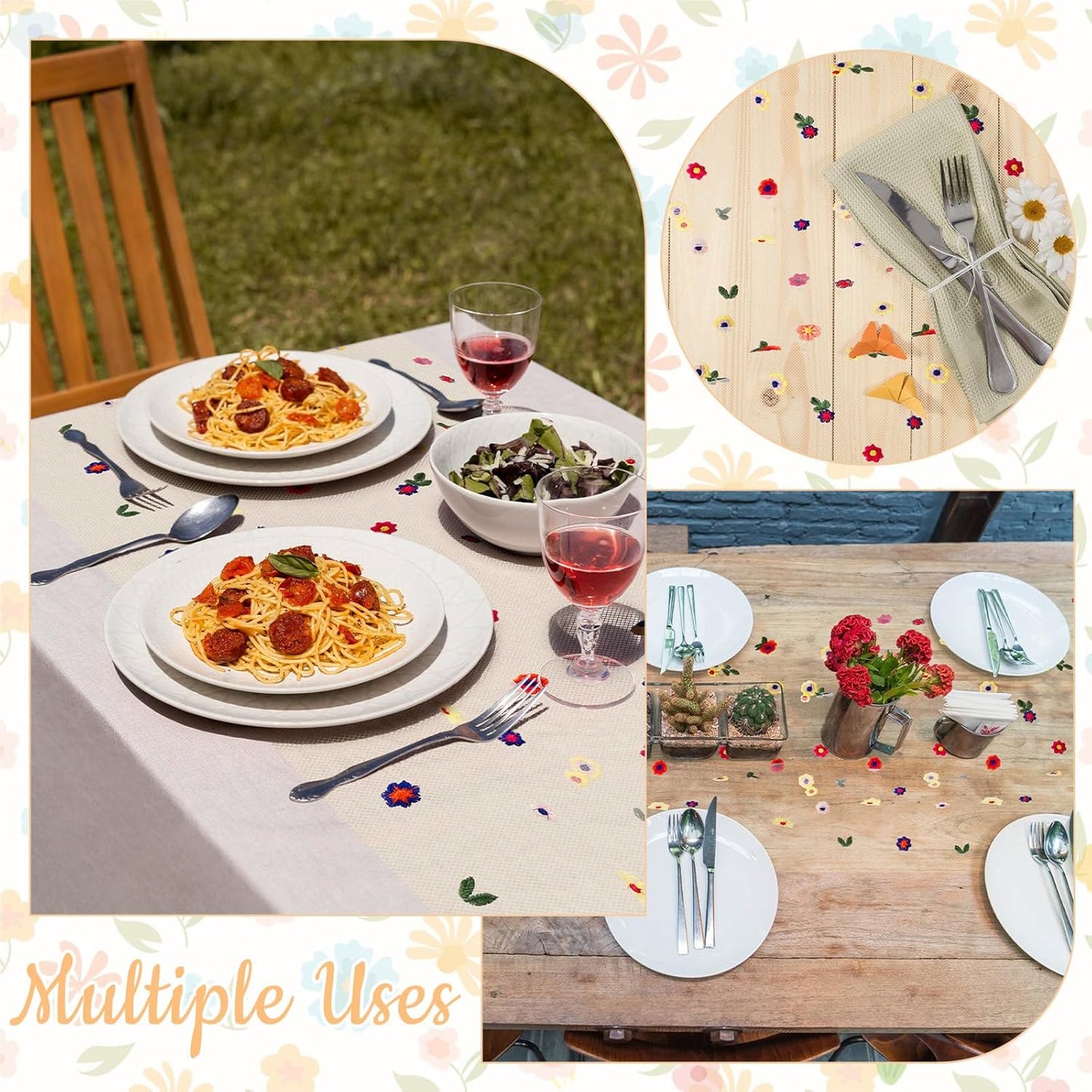 BINBE 1pcs Champagne Daisy Fall Table Runner Embroidery Gauze 10FT Florals Seasonal Tulle Holiday Birthday Kitchen Dining Table Decor for Home Party